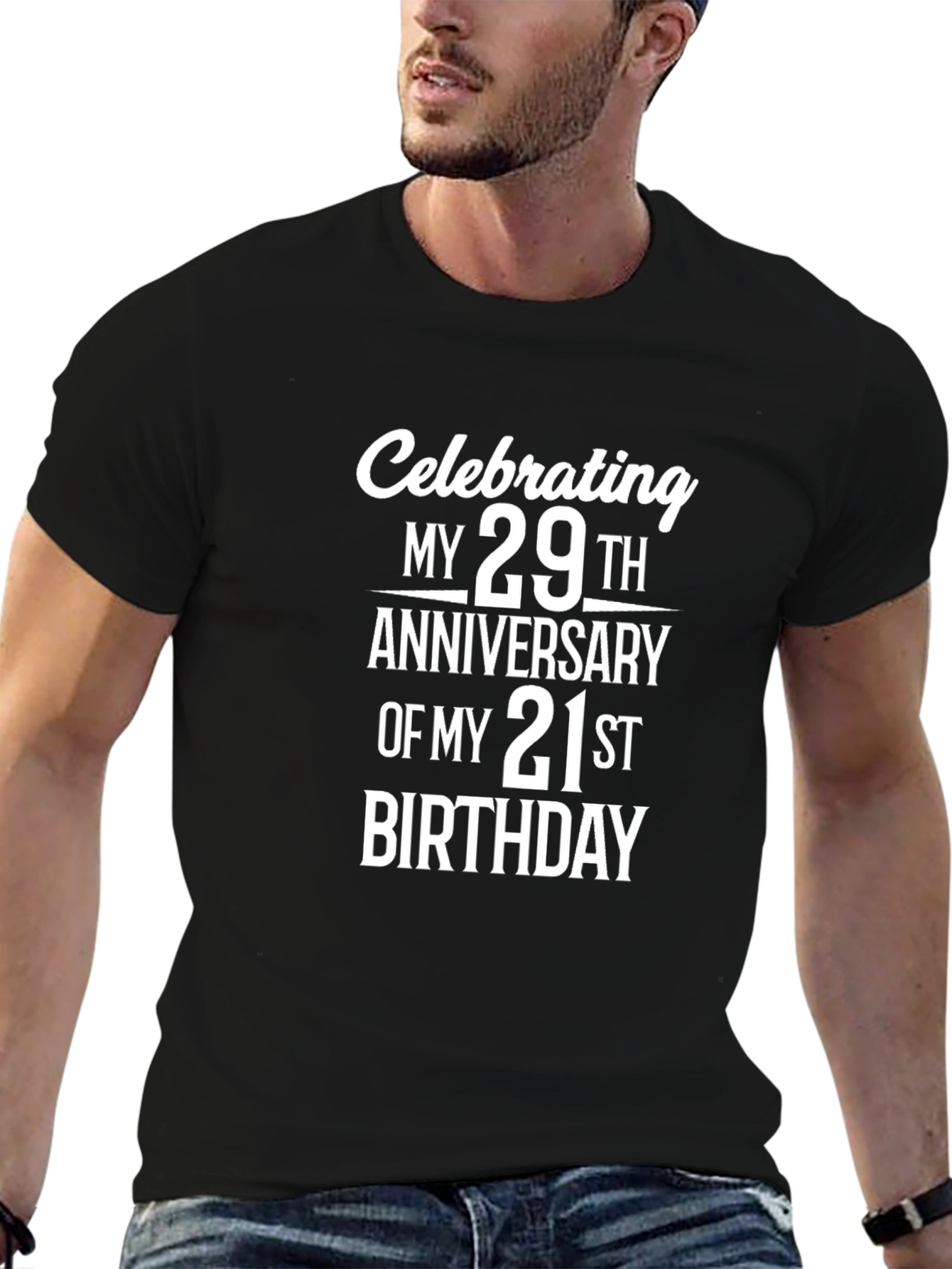 Black Funny 50th Birthday T-Shirt - 29th Anniversary of 21st Bday view 6
