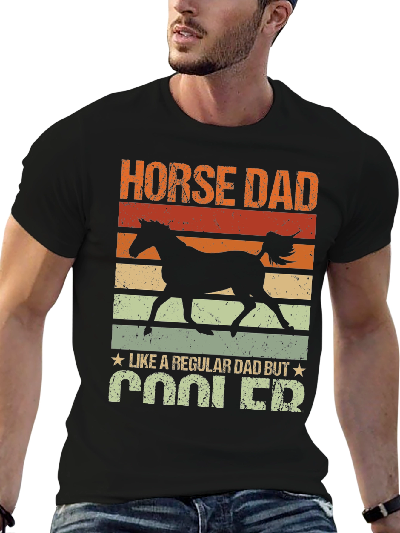 Black Horse Dad T-Shirt - Regular Dad But Cooler view 6