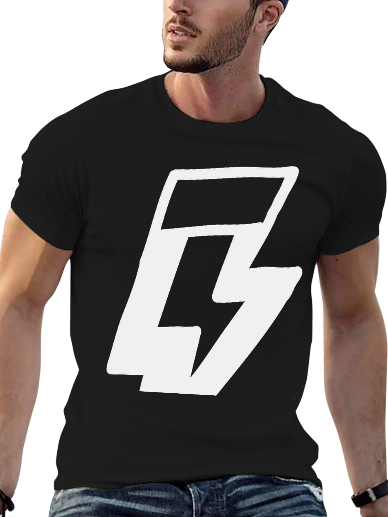 Black Bold Graphic Tee - Black T-Shirt with White Logo view 6