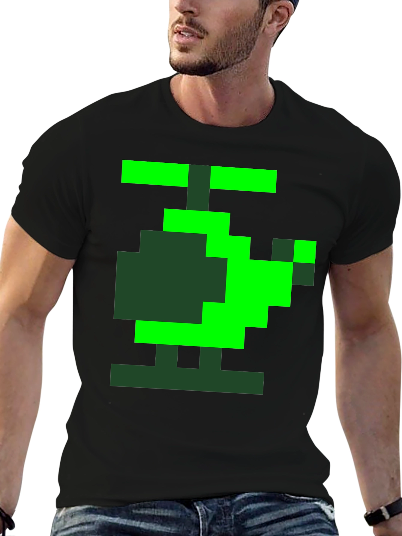 Black Pixel Helicopter Graphic Tee - Gamer Style view 6
