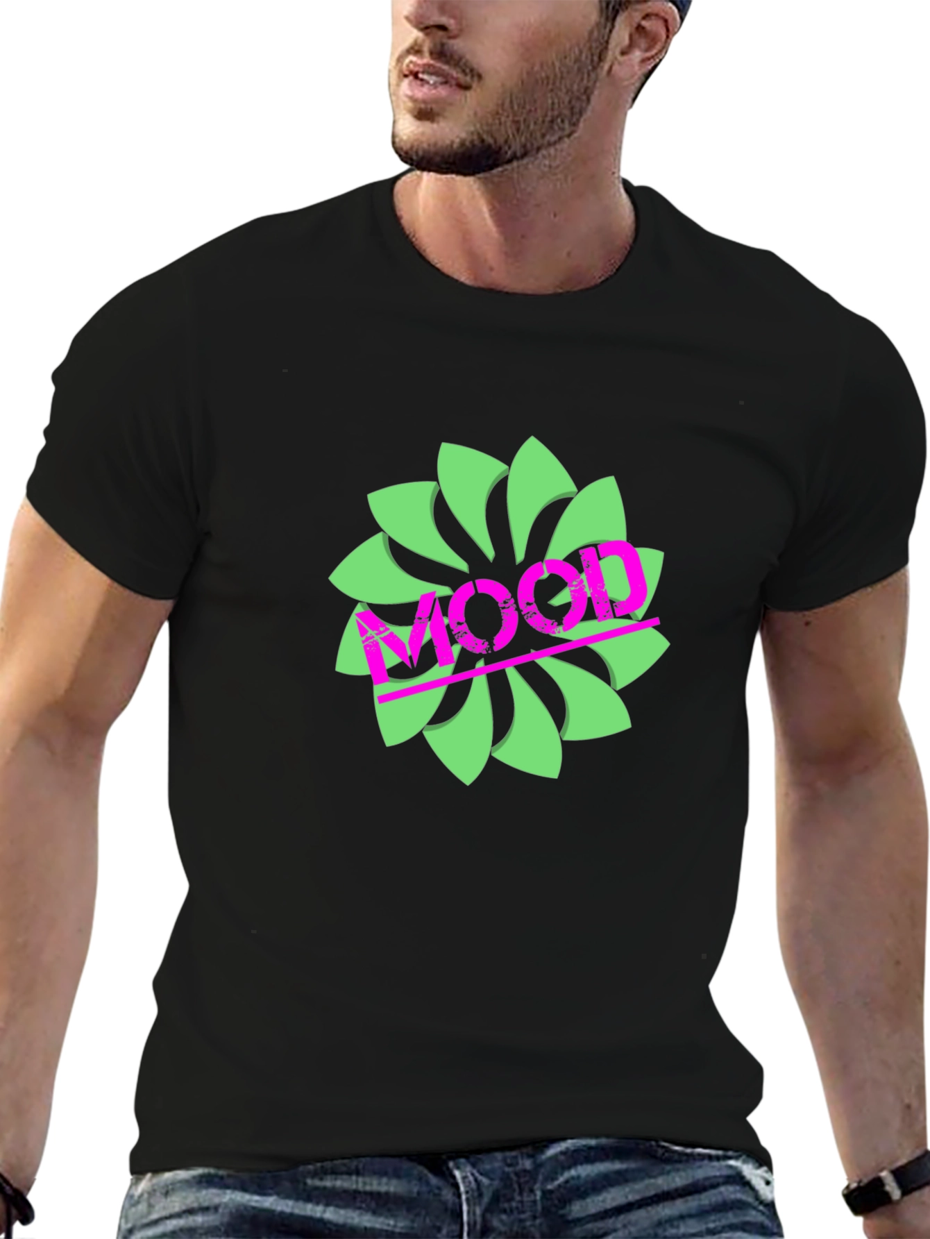 Black Mood Flower Graphic Tee - Cool Casual Style view 6