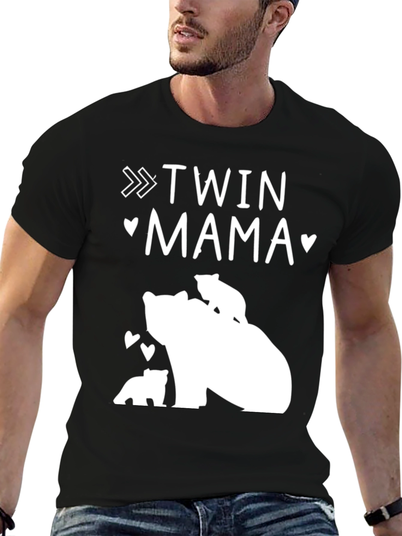 Black Twin Mama Bear T-Shirt view 6