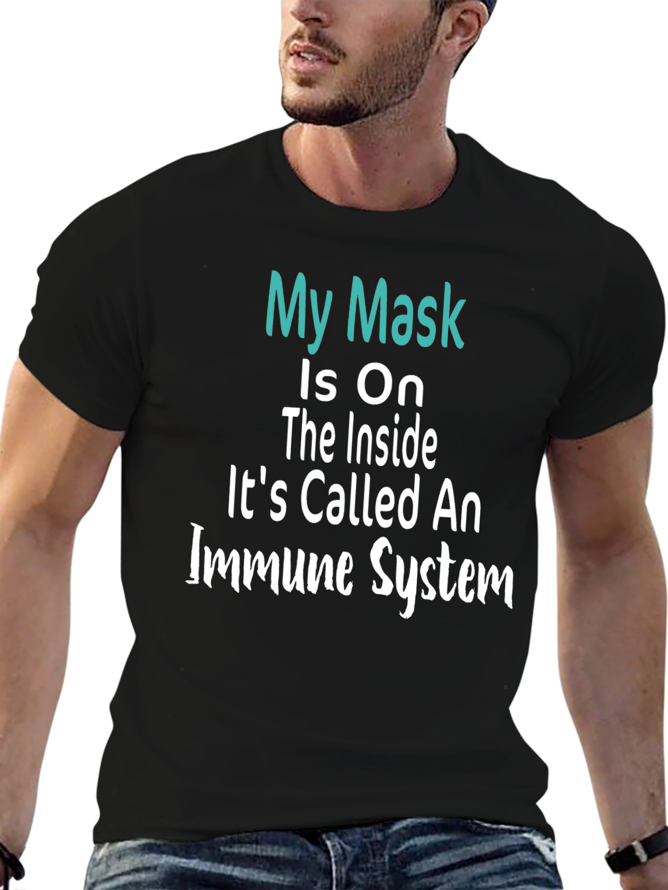 Black My Mask is On Immune System T-Shirt view 6