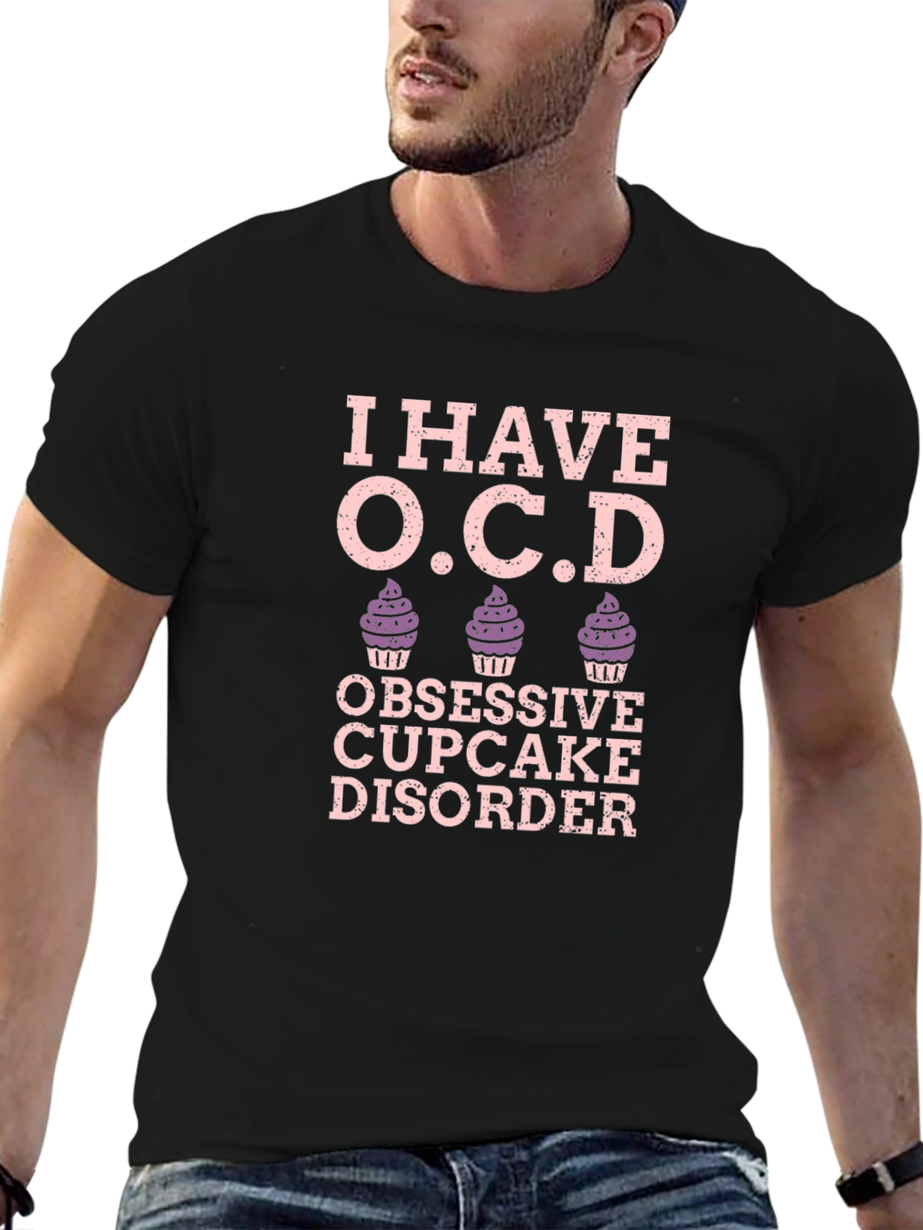 Black Obsessive Cupcake Disorder T-Shirt view 6