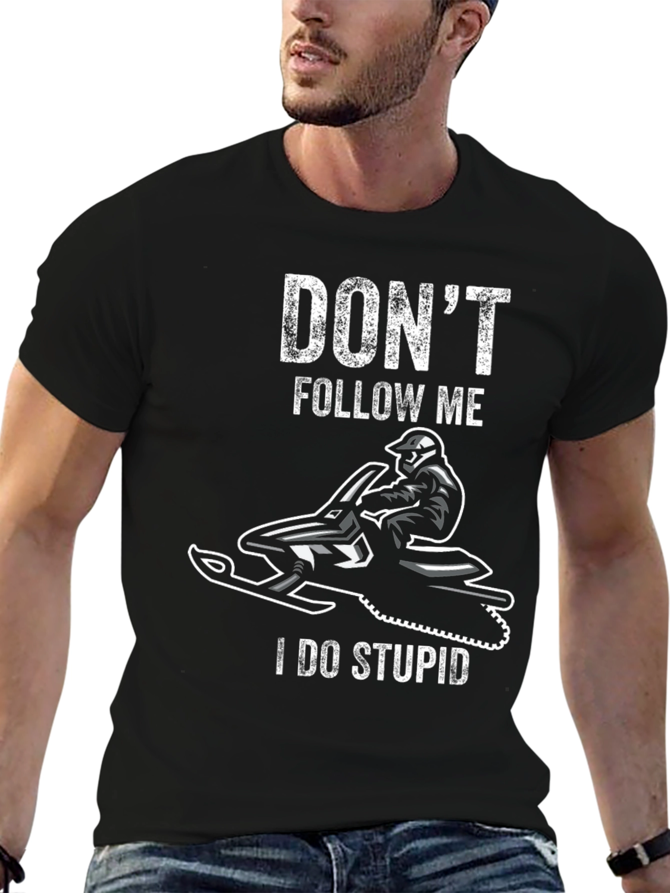 Black Don't Follow Me I Do Stupid T-Shirt view 6