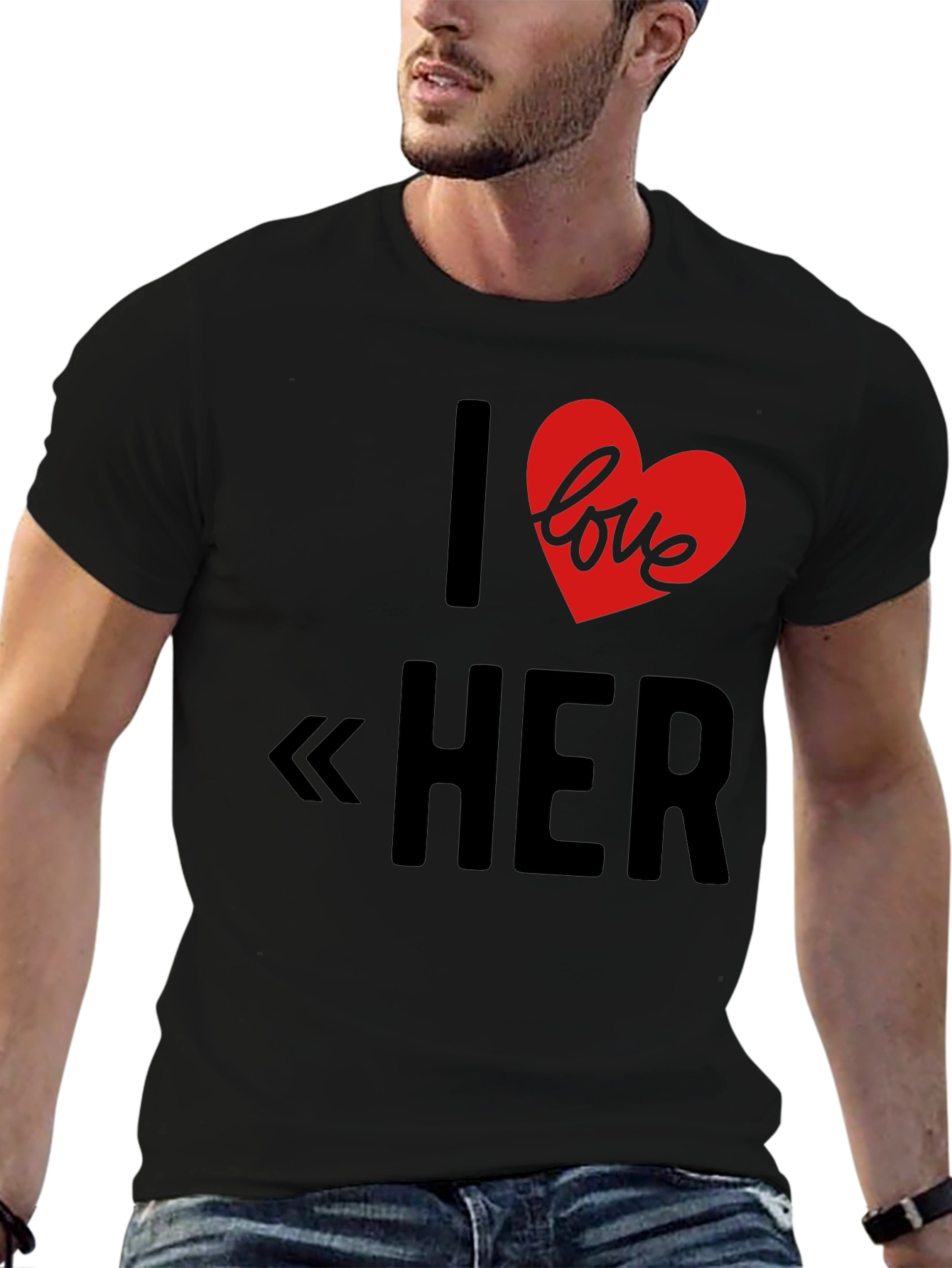 Black I Love Her Graphic Tee - Black view 6