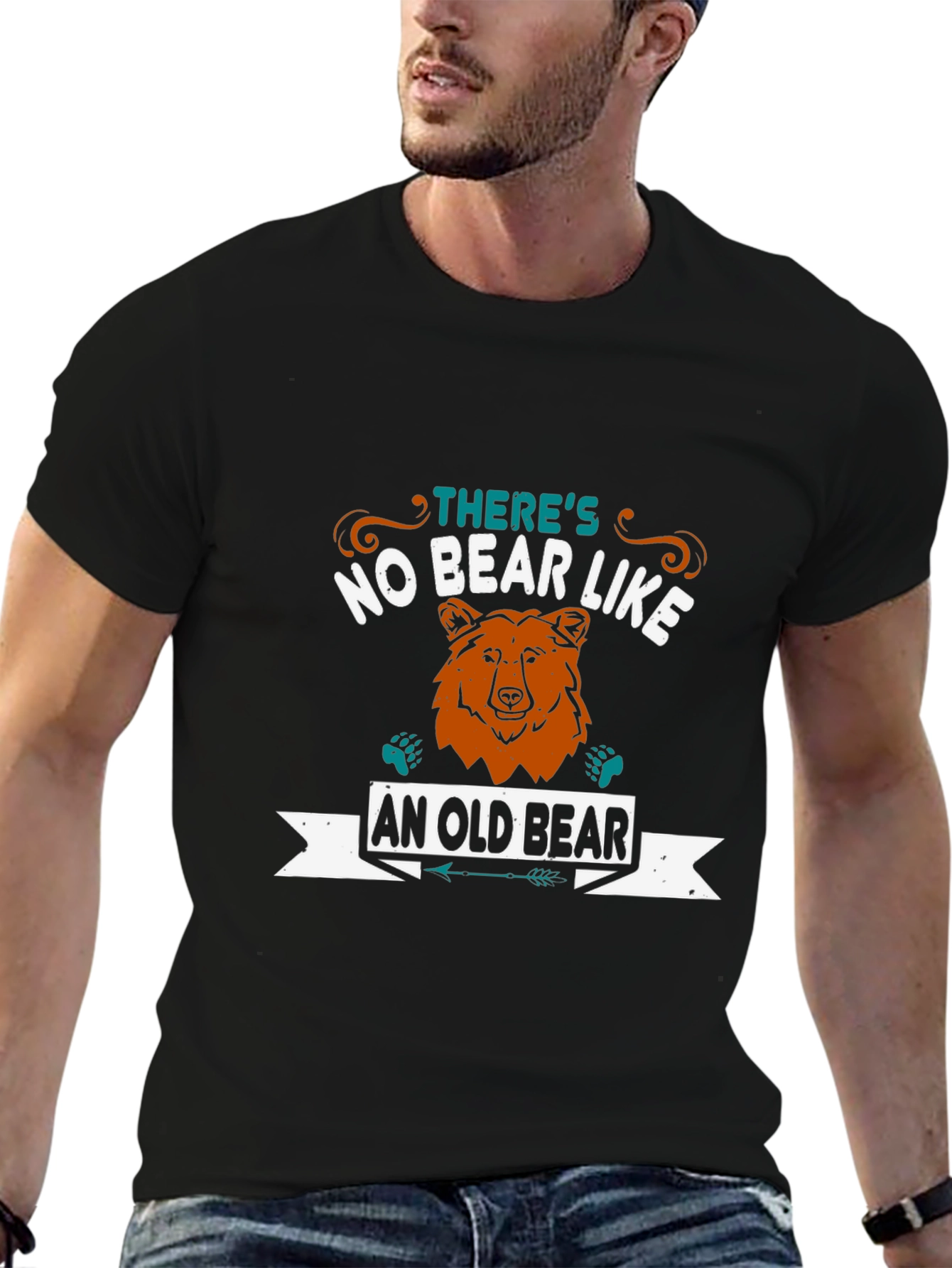 Black There's No Bear Like an Old Bear T-Shirt view 6