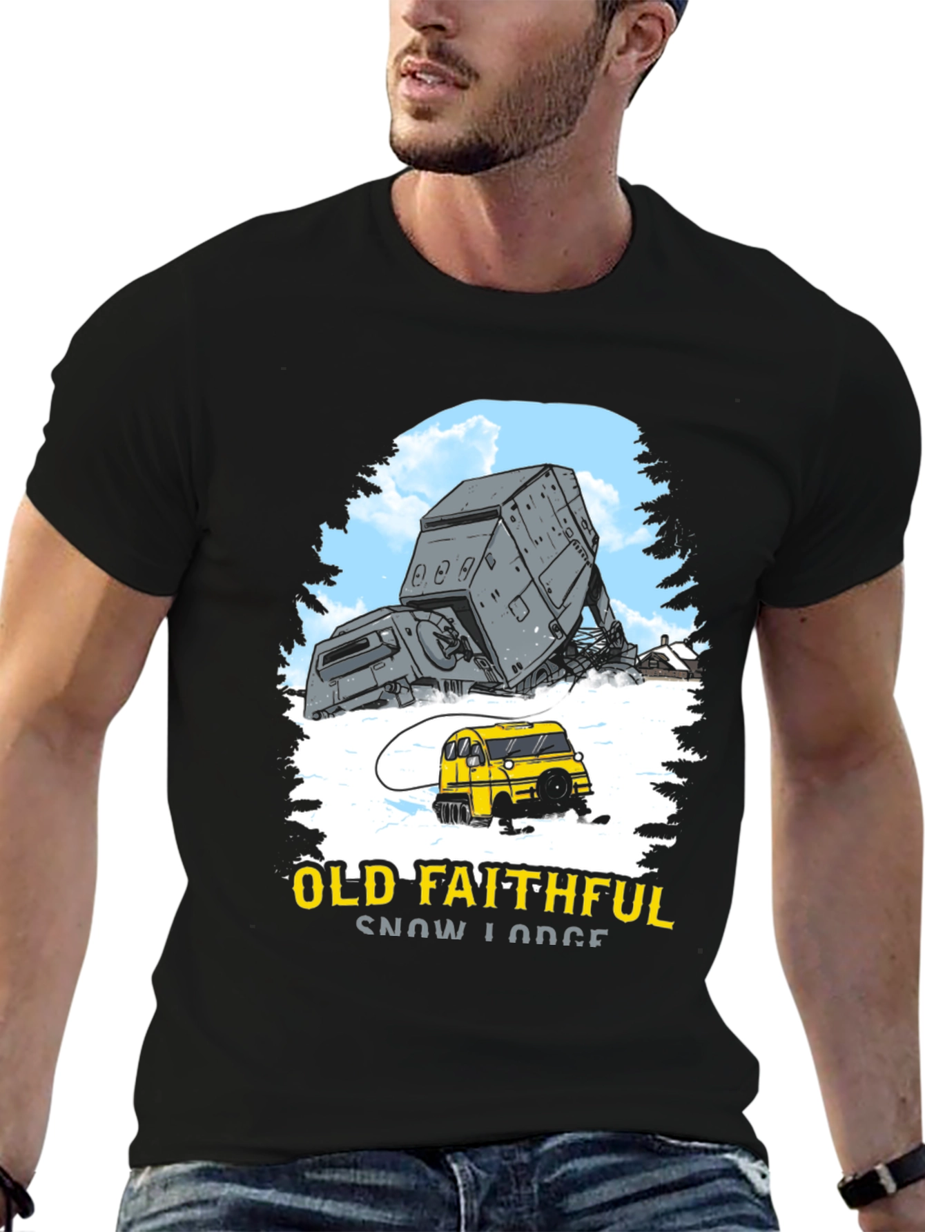 Black Old Faithful Snow Lodge Graphic Tee view 6