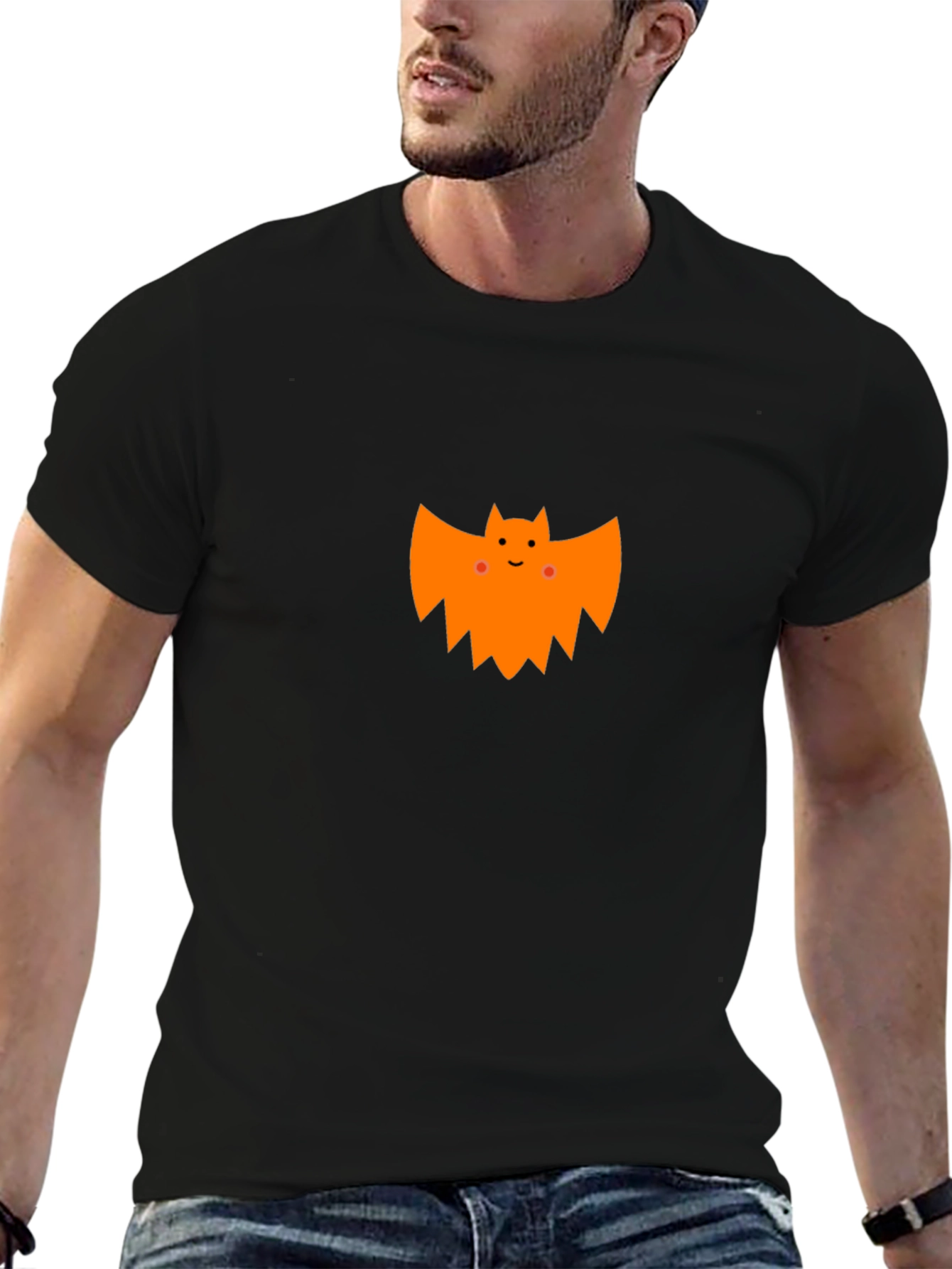 Black Cute Halloween Bat Graphic T-Shirt view 6