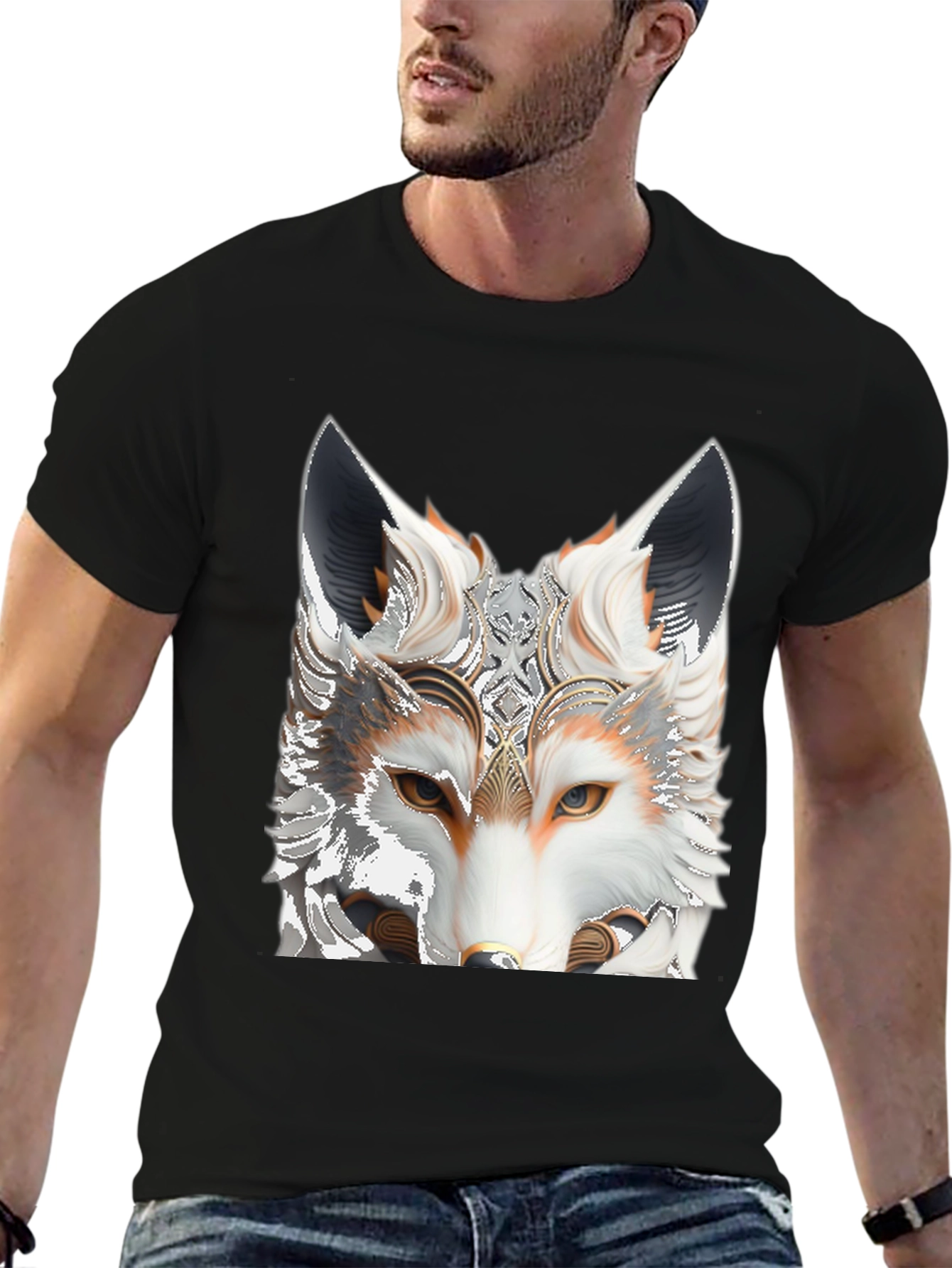 Black Fox Head Graphic Tee view 6