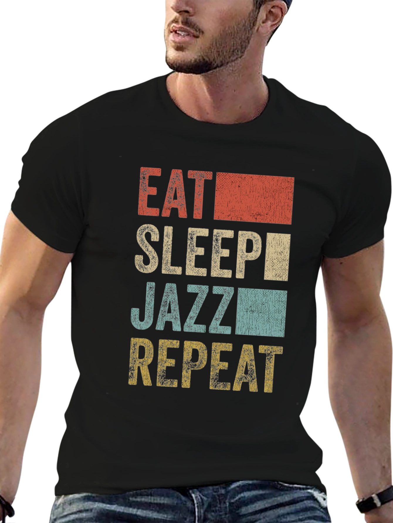 Black Eat Sleep Jazz Repeat T-Shirt view 6