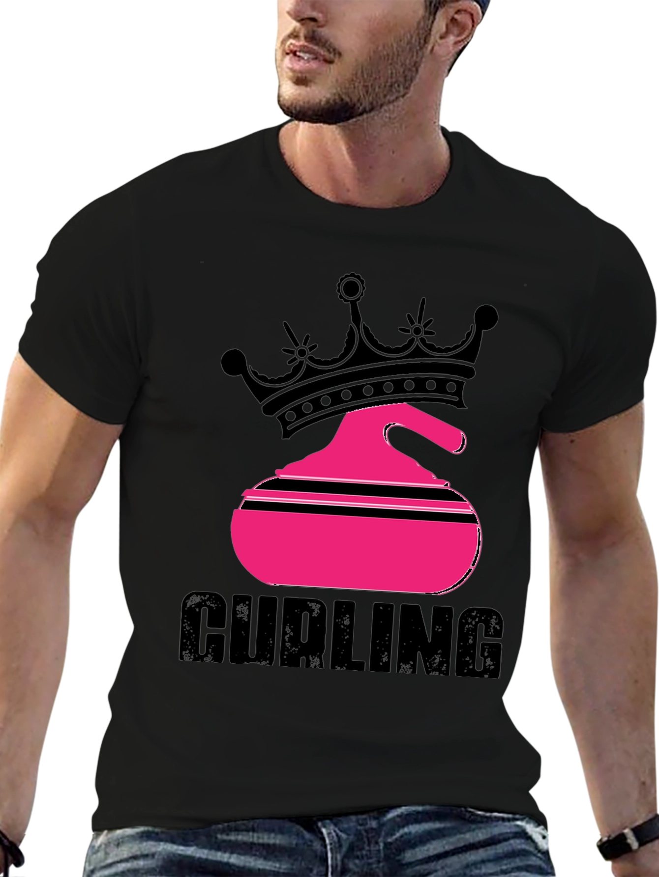 Black Curling Queen Black T-Shirt view 6