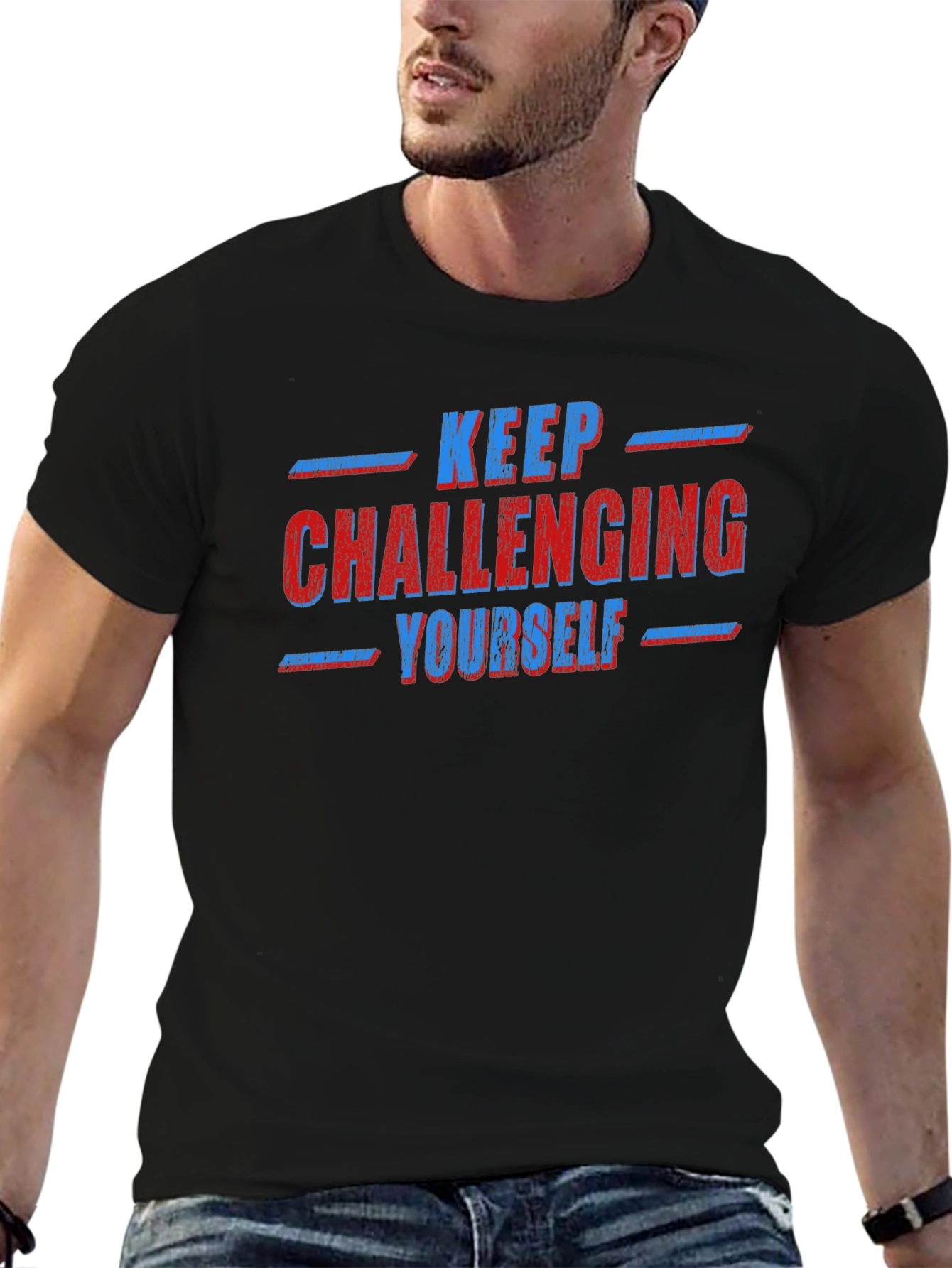 Black Keep Challenging Yourself Graphic Tee view 6