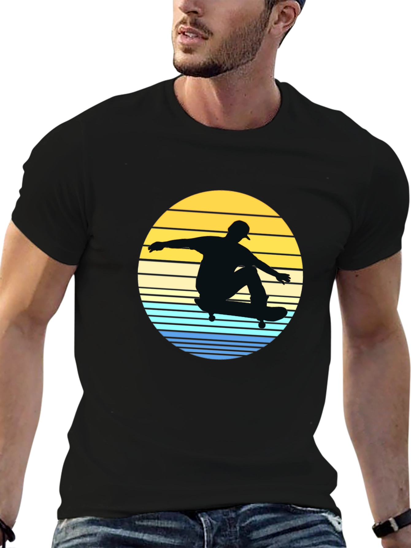 Black Skateboard Sunset Graphic Tee view 6