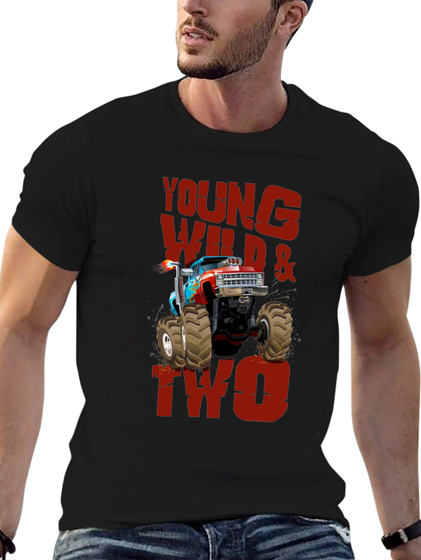 Black Young Wild & Two Monster Truck Tee view 6