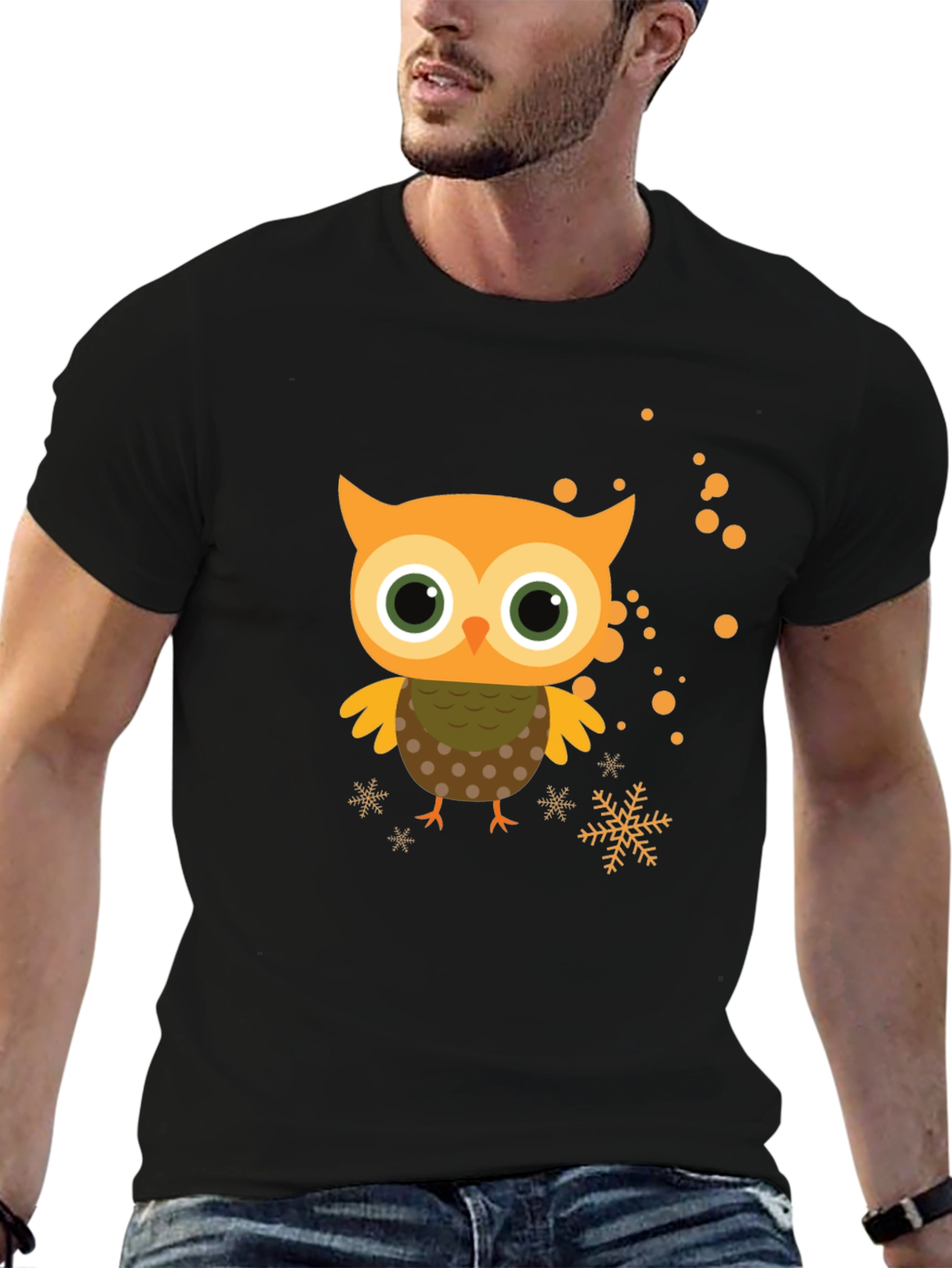 Black Cute Owl Graphic Tee - Black Short Sleeve Shirt view 6
