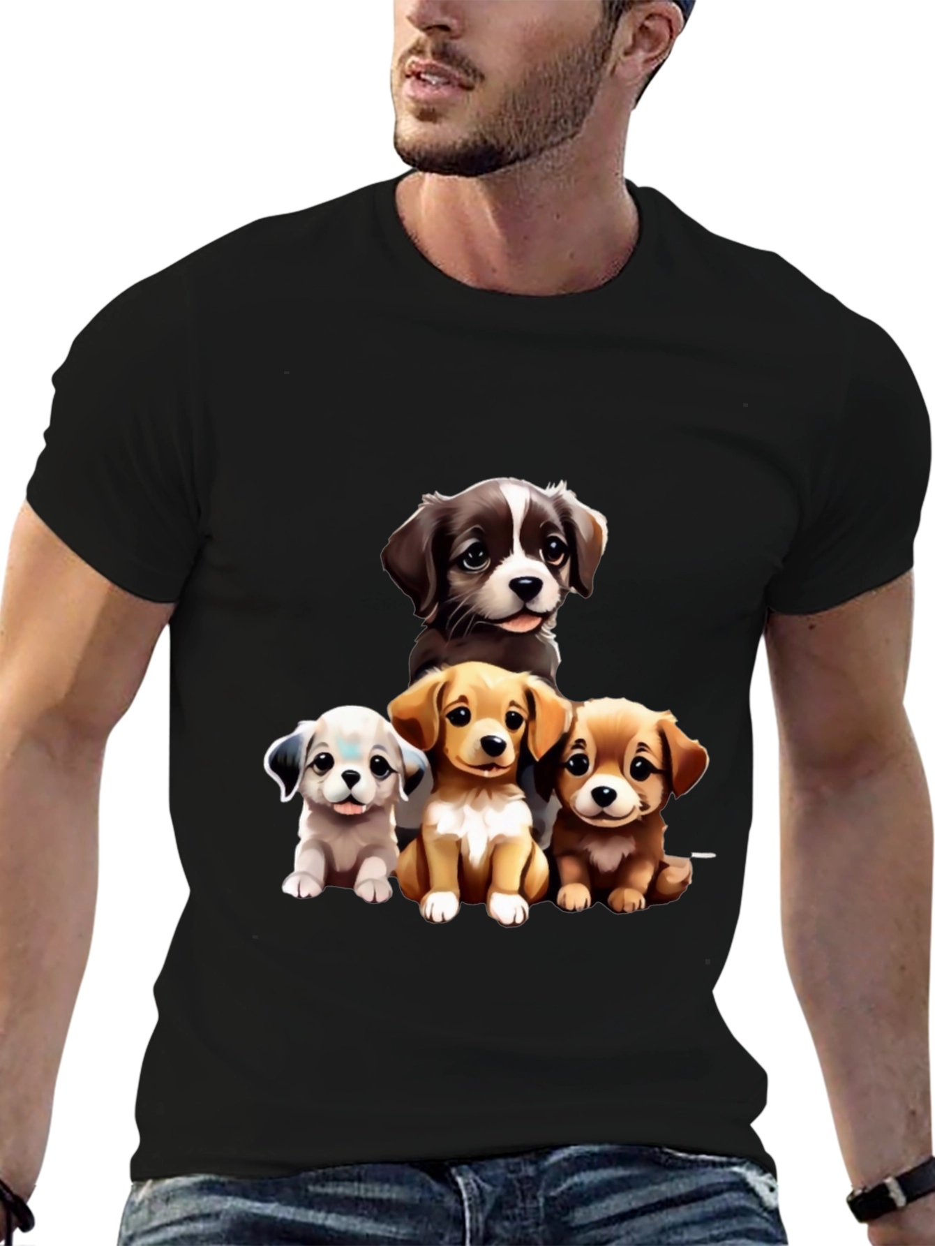 Black Puppy Pals Graphic Tee - Cute Dog Lover Shirt view 6