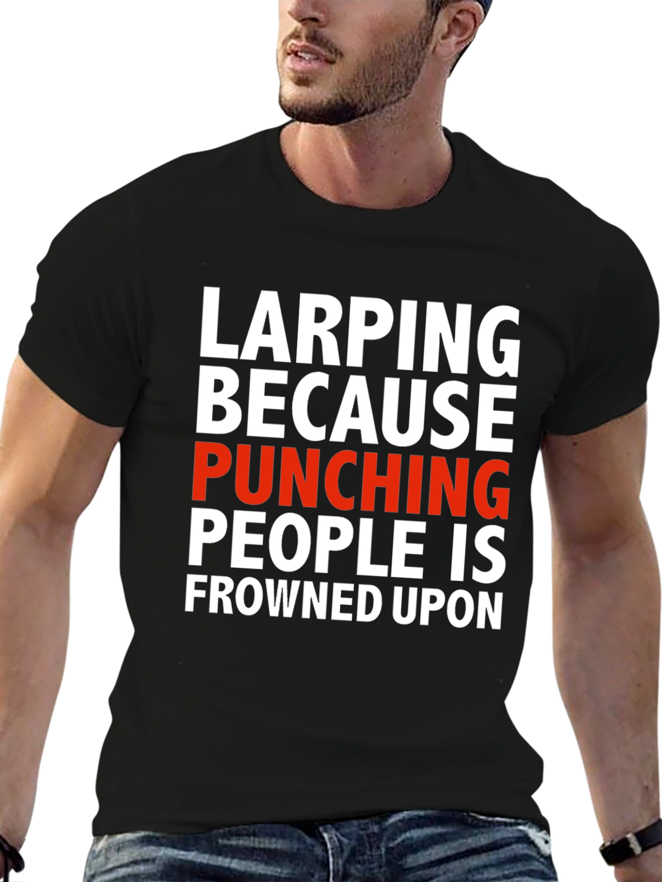 Black LARPing Because Punching People T-Shirt view 6