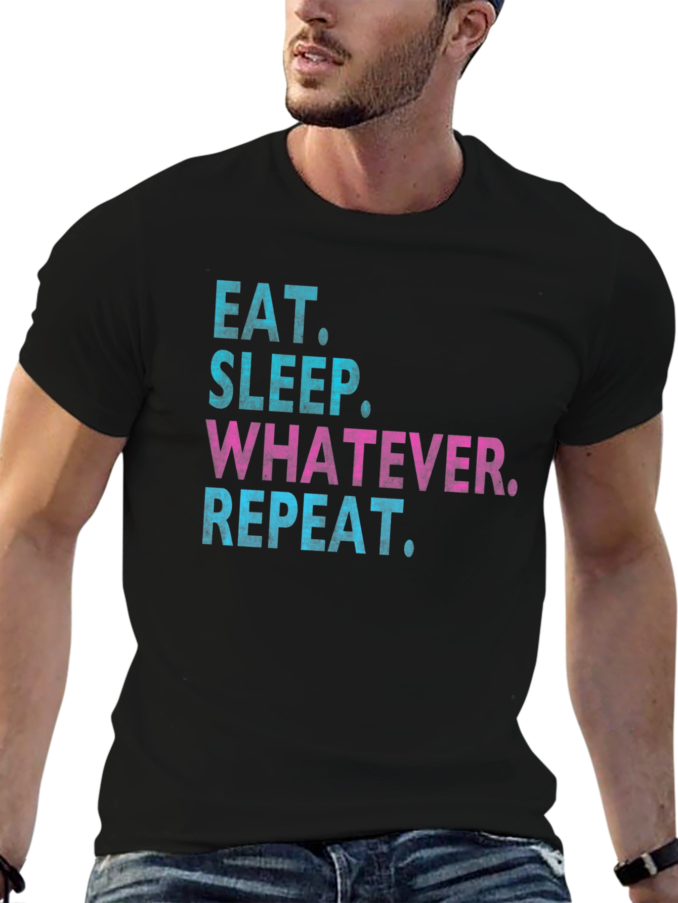 Black Eat Sleep Whatever Repeat T-Shirt view 6