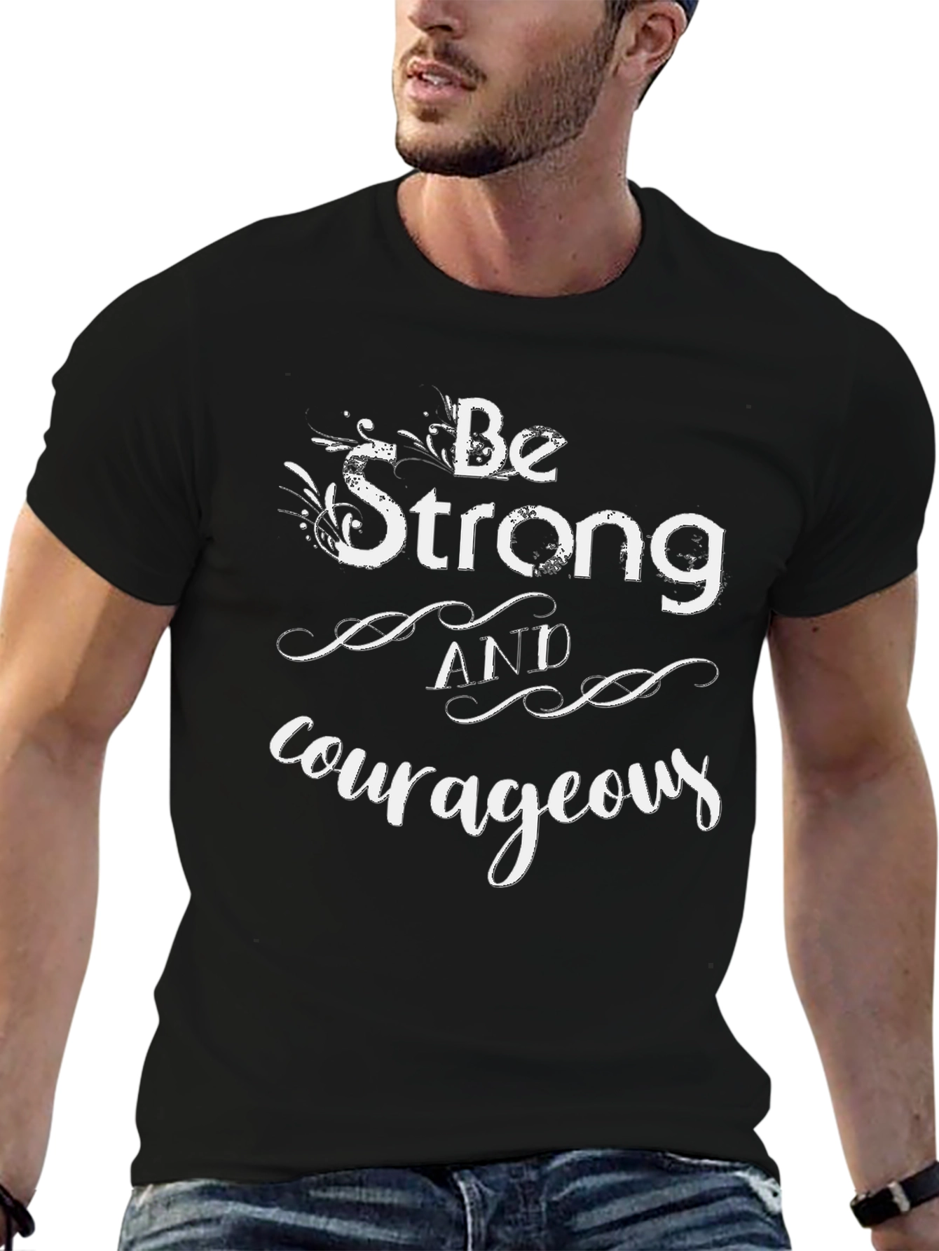 Black Be Strong & Courageous Black Graphic Tee view 6