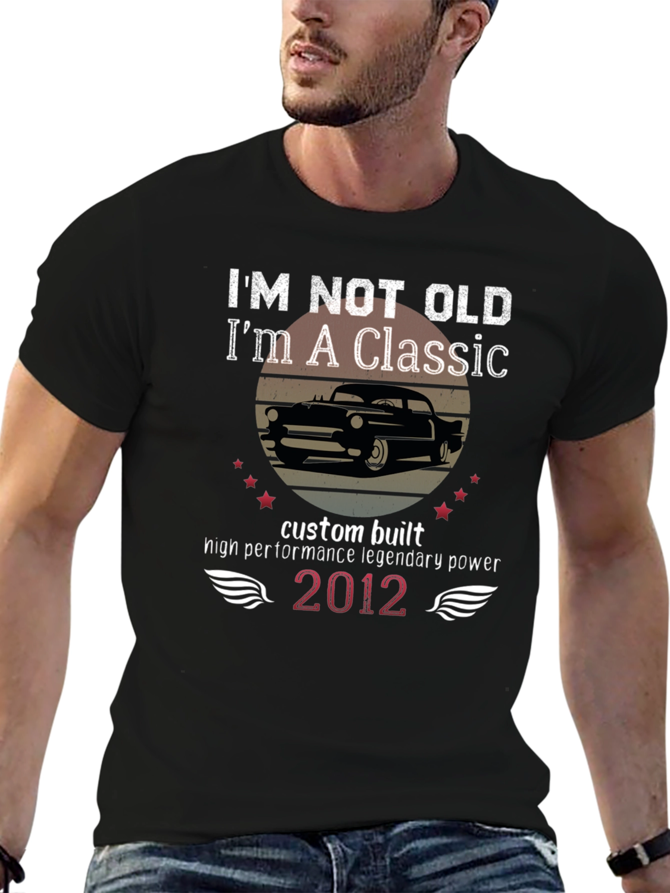 Black Classic Car Enthusiast T-Shirt - 'I'm Not Old' view 6