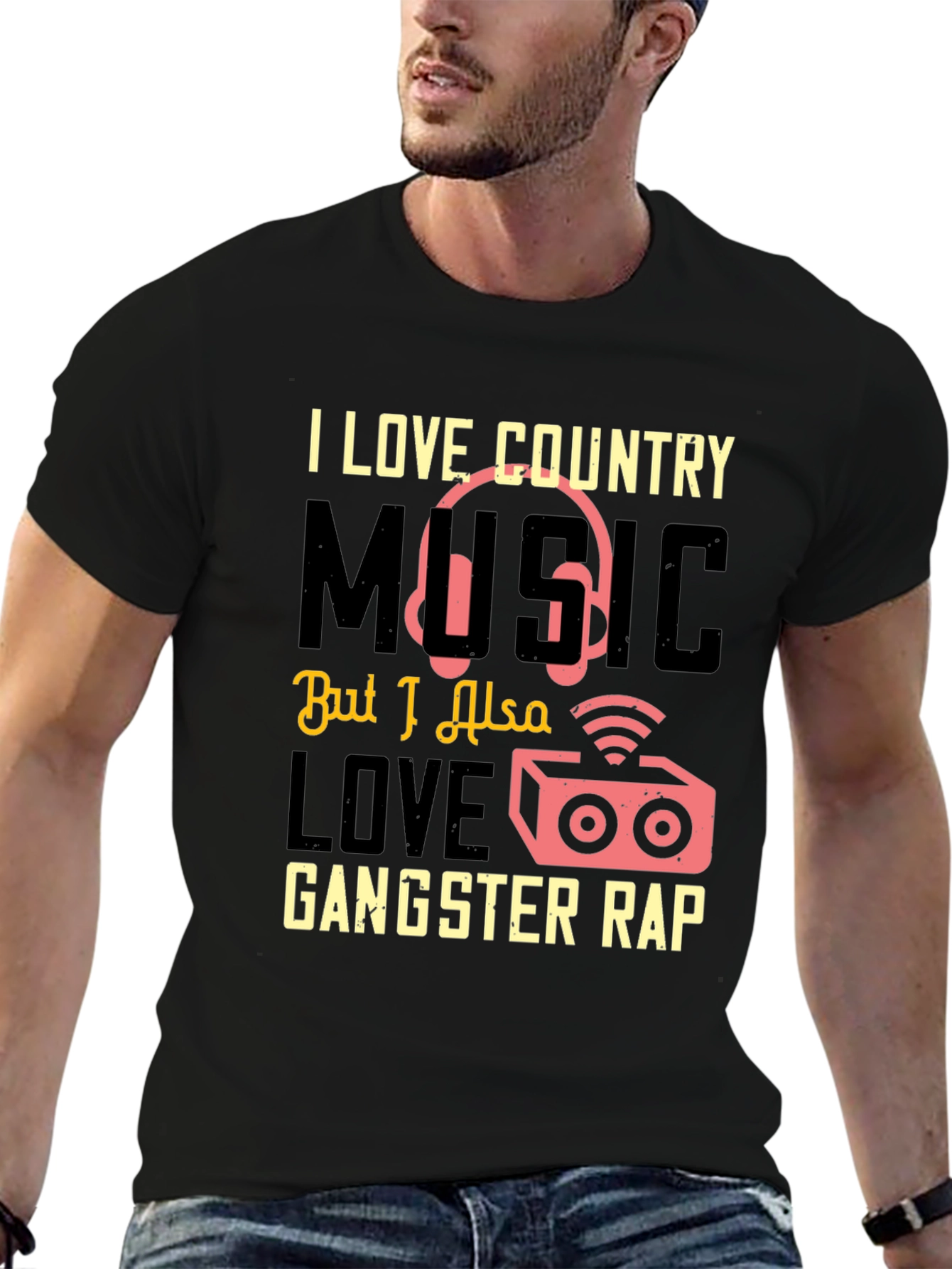 Black Country Music & Gangster Rap Graphic T-Shirt view 6