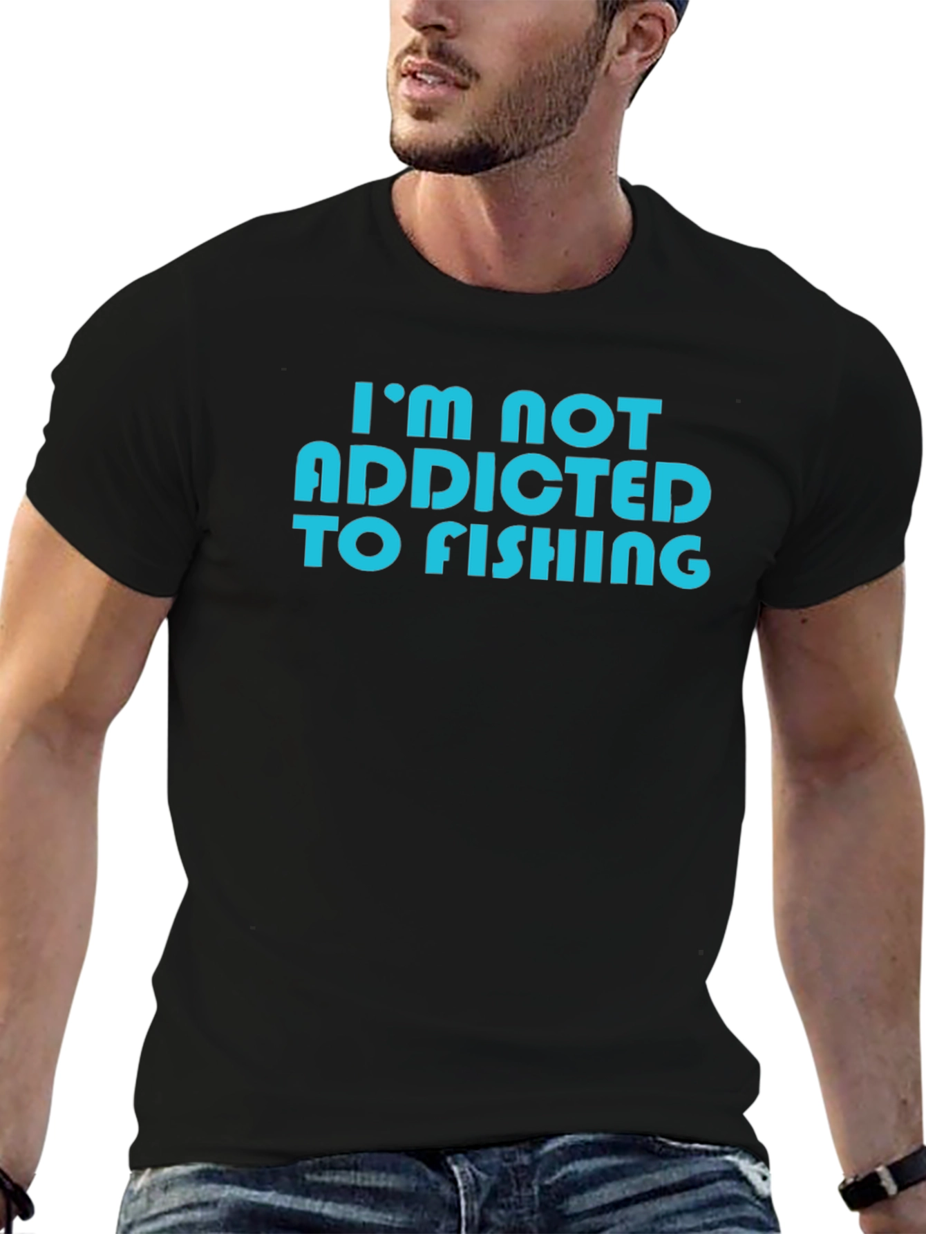 Black I'm Not Addicted to Fishing T-Shirt - Novelty Tee view 6