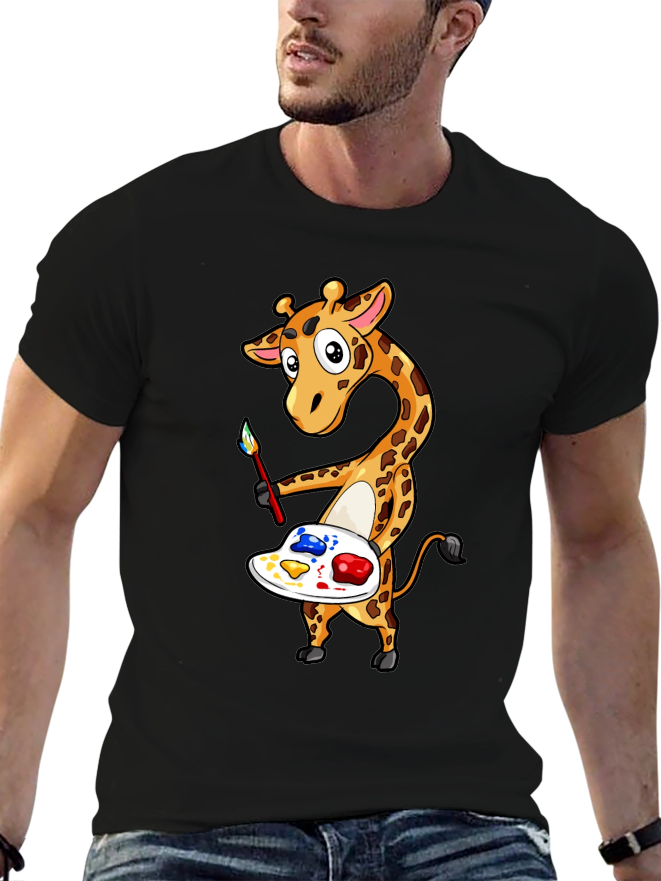 Black Giraffe Artist Graphic Tee - Black view 6