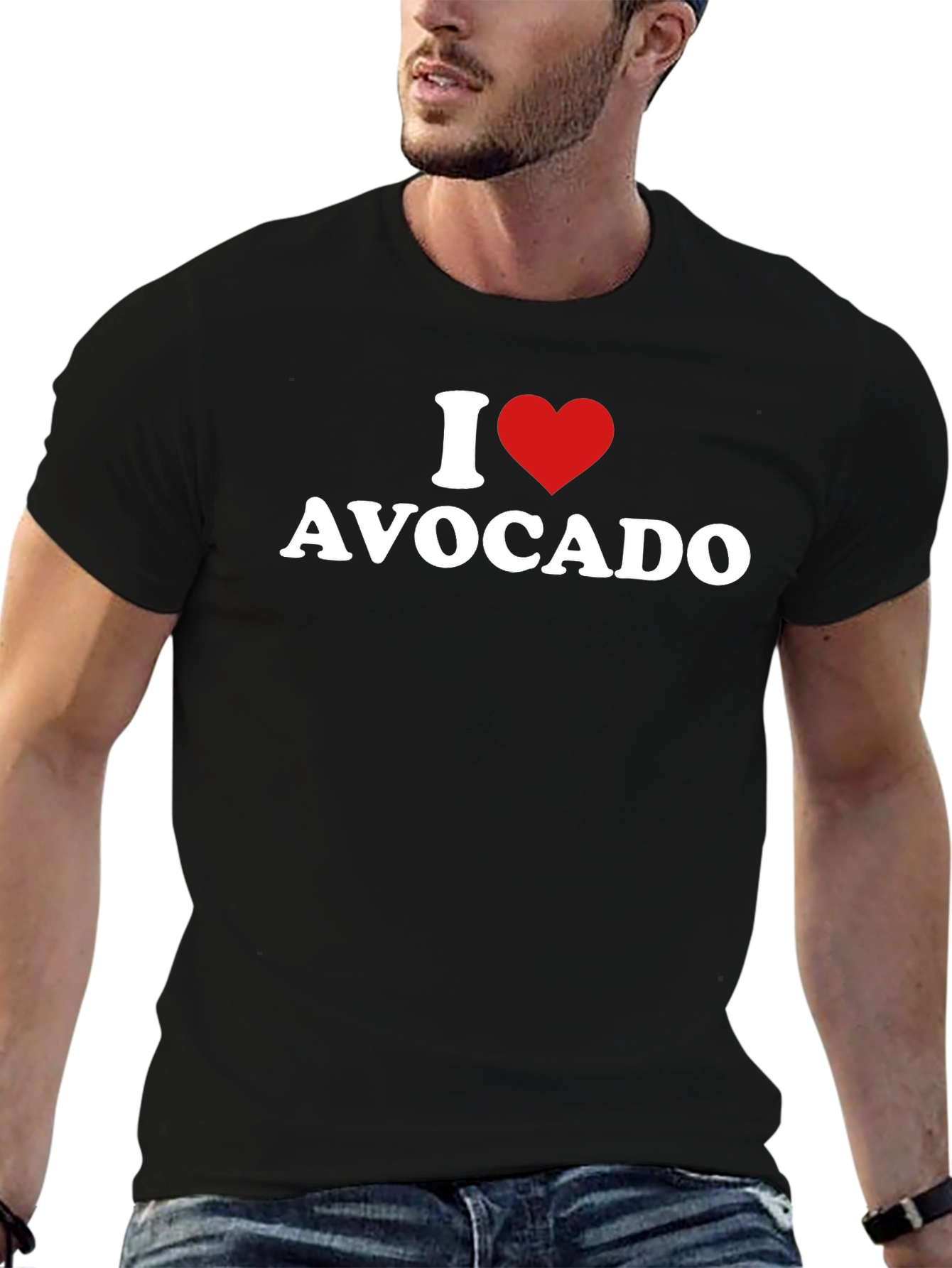 Black I Heart Avocado T-Shirt - Unisex Black Tee view 6