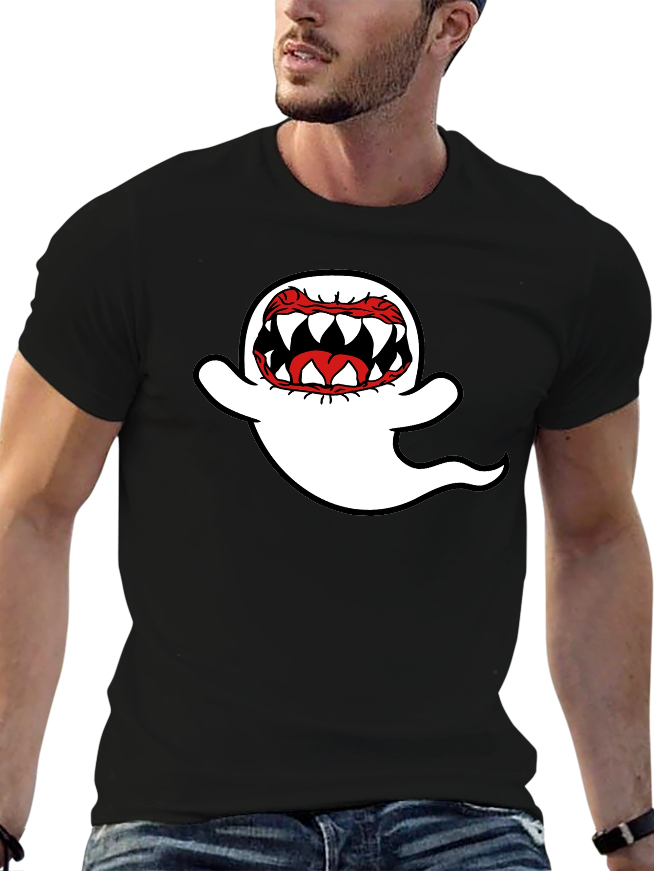 Black Ghost Graphic Black T-Shirt view 6