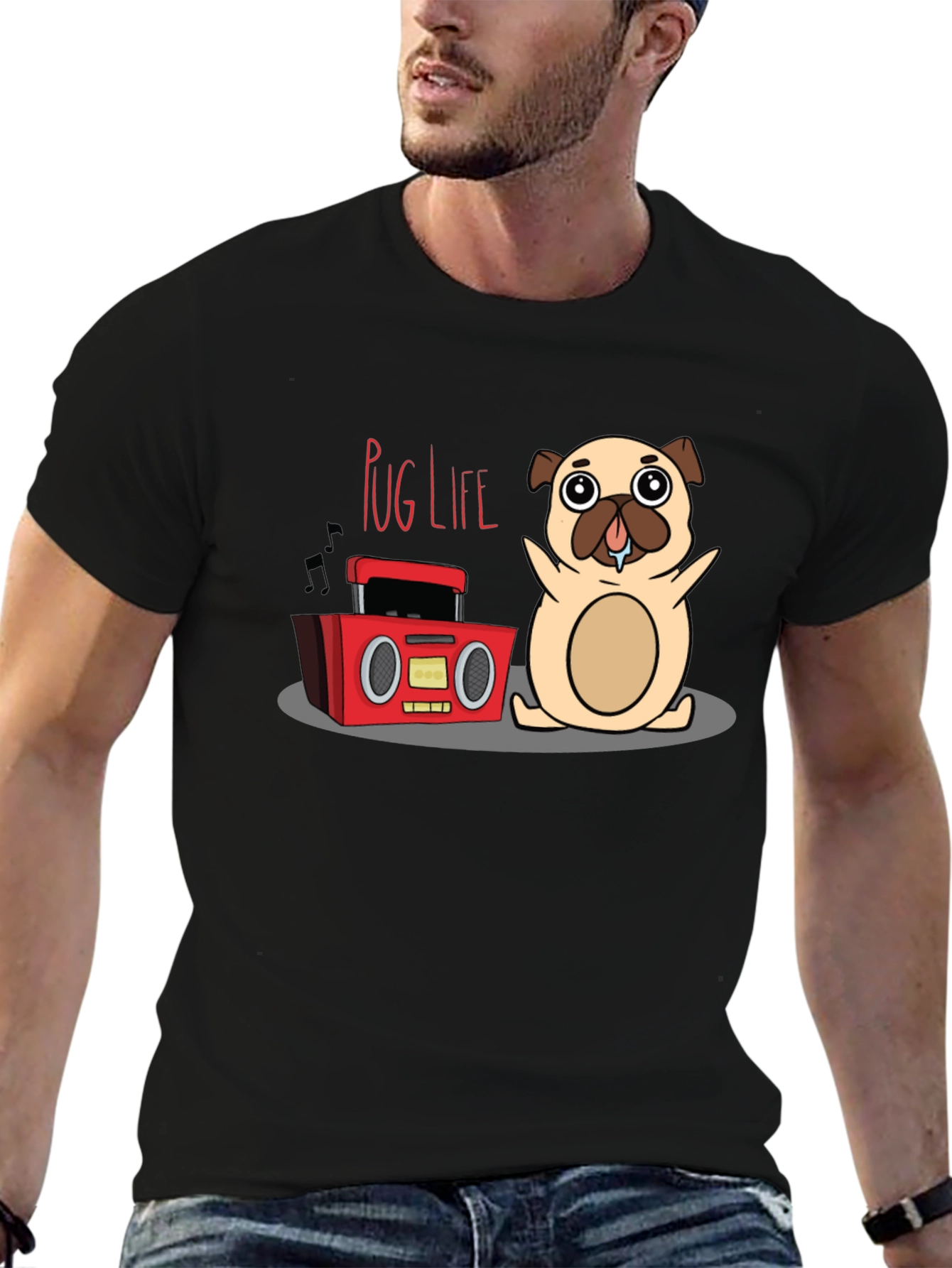 Black Pug Life Graphic Tee - Funny Dog T-Shirt view 6