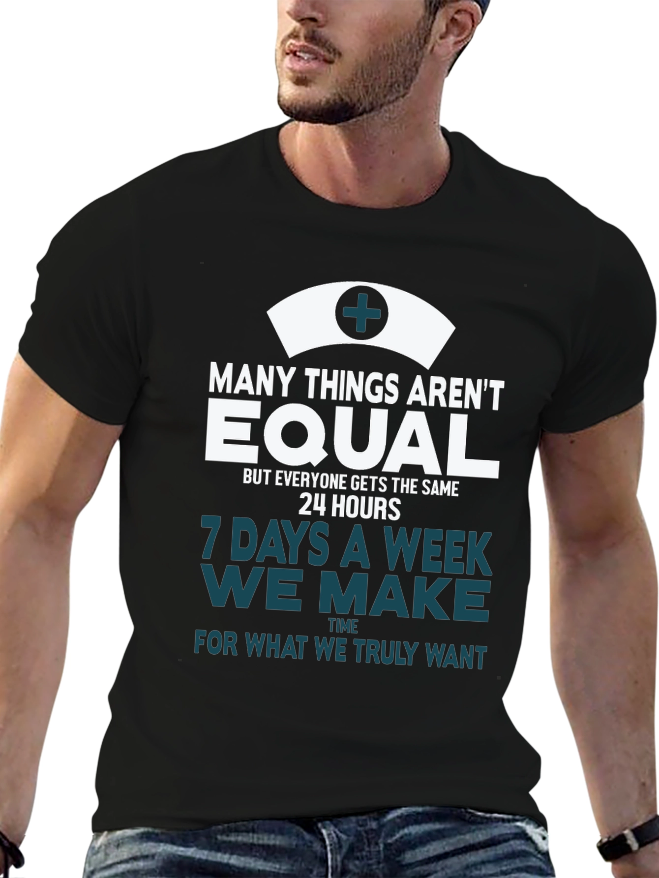 Black Nurse Life T-Shirt - Many Things Aren't Equal view 6
