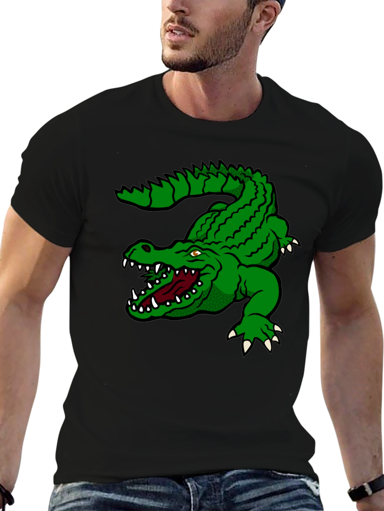 Black Green Alligator Graphic T-Shirt - Bold Style view 6