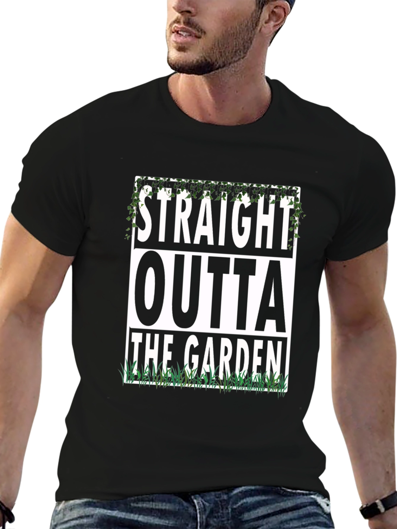Black Straight Outta The Garden Funny T-Shirt view 6