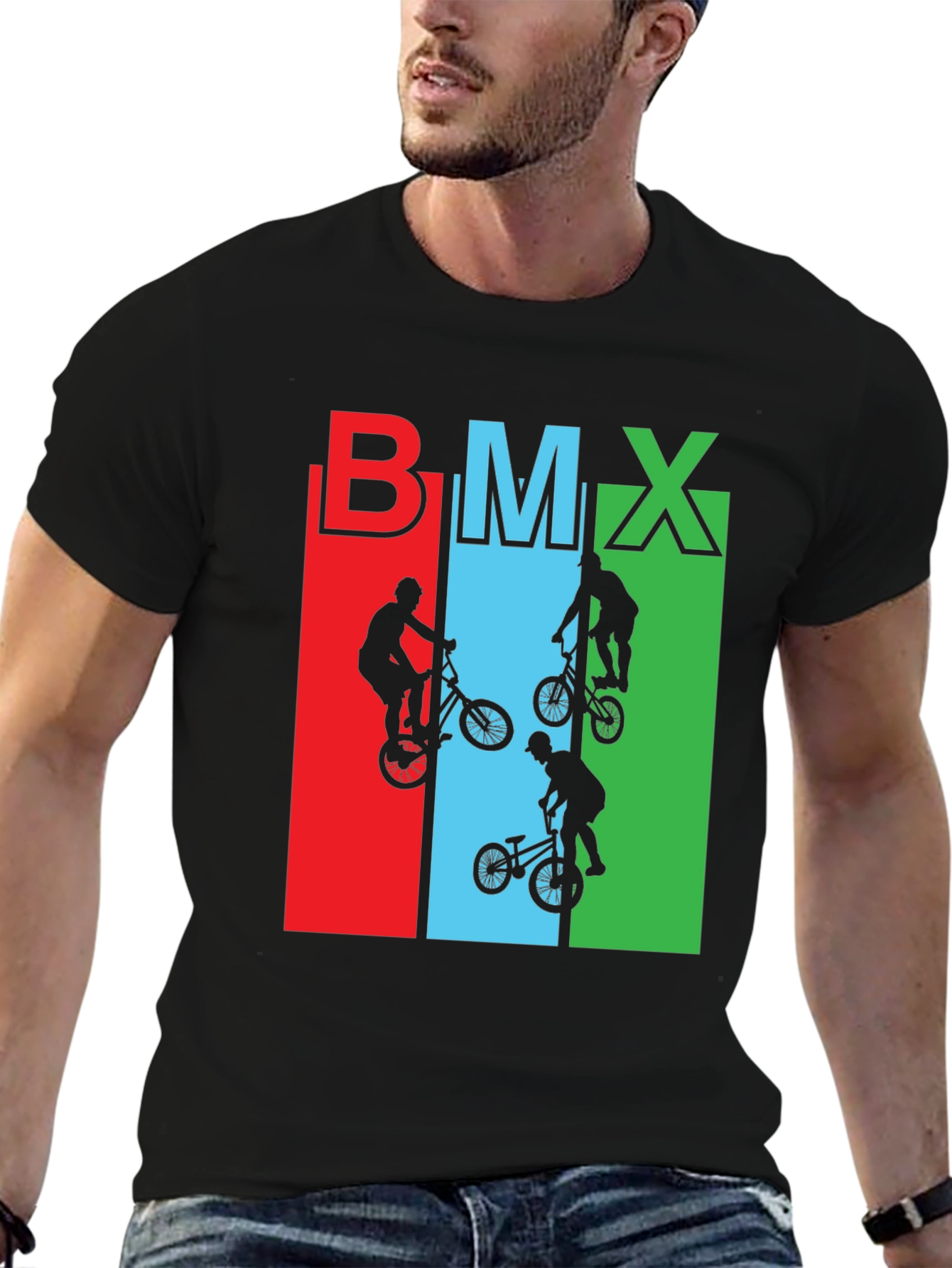 BMX Rider Graphic Tee - Black Cotton T-Shirt - 6
