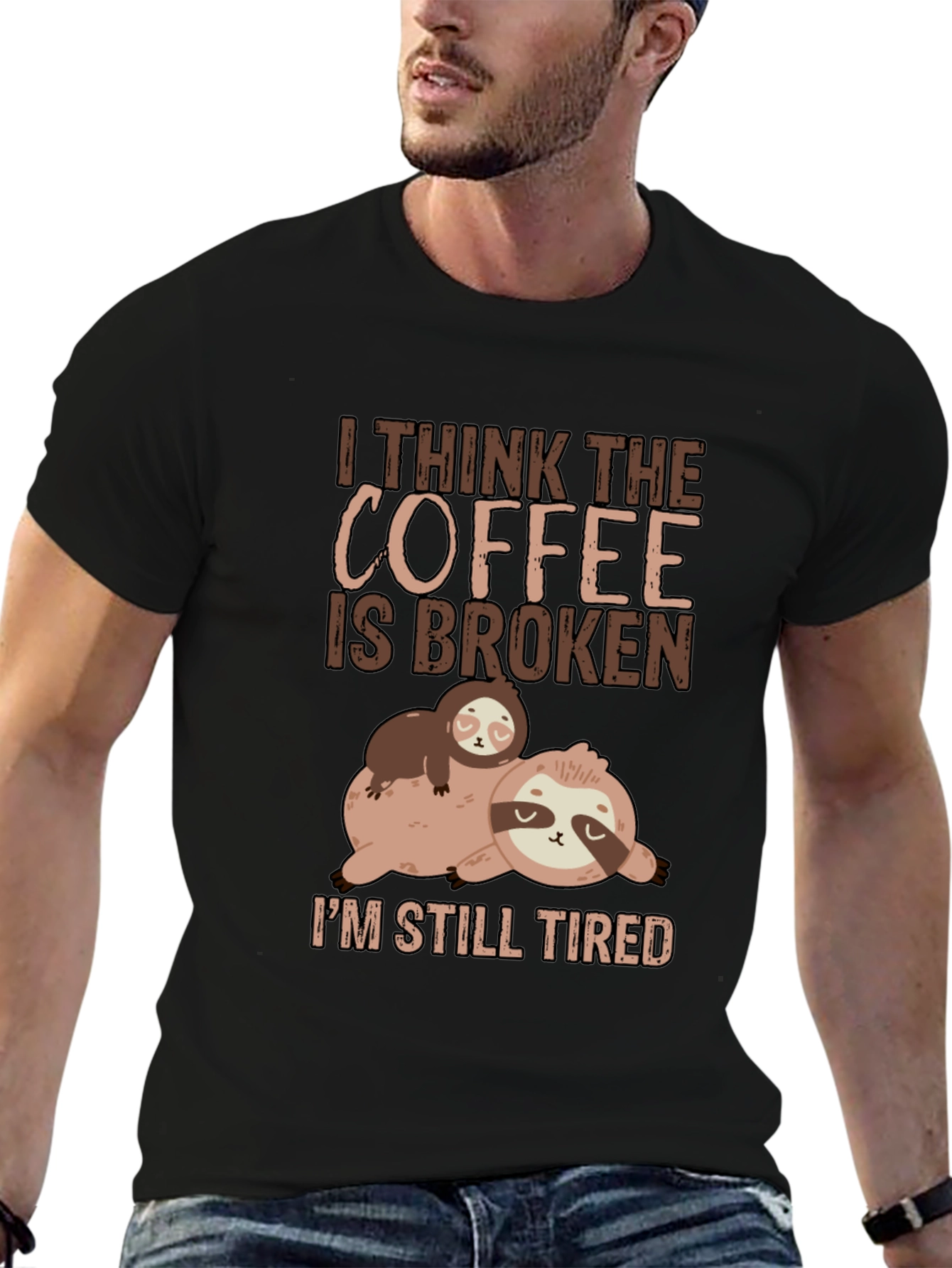 Black Coffee Broken Sloth Graphic Tee view 6