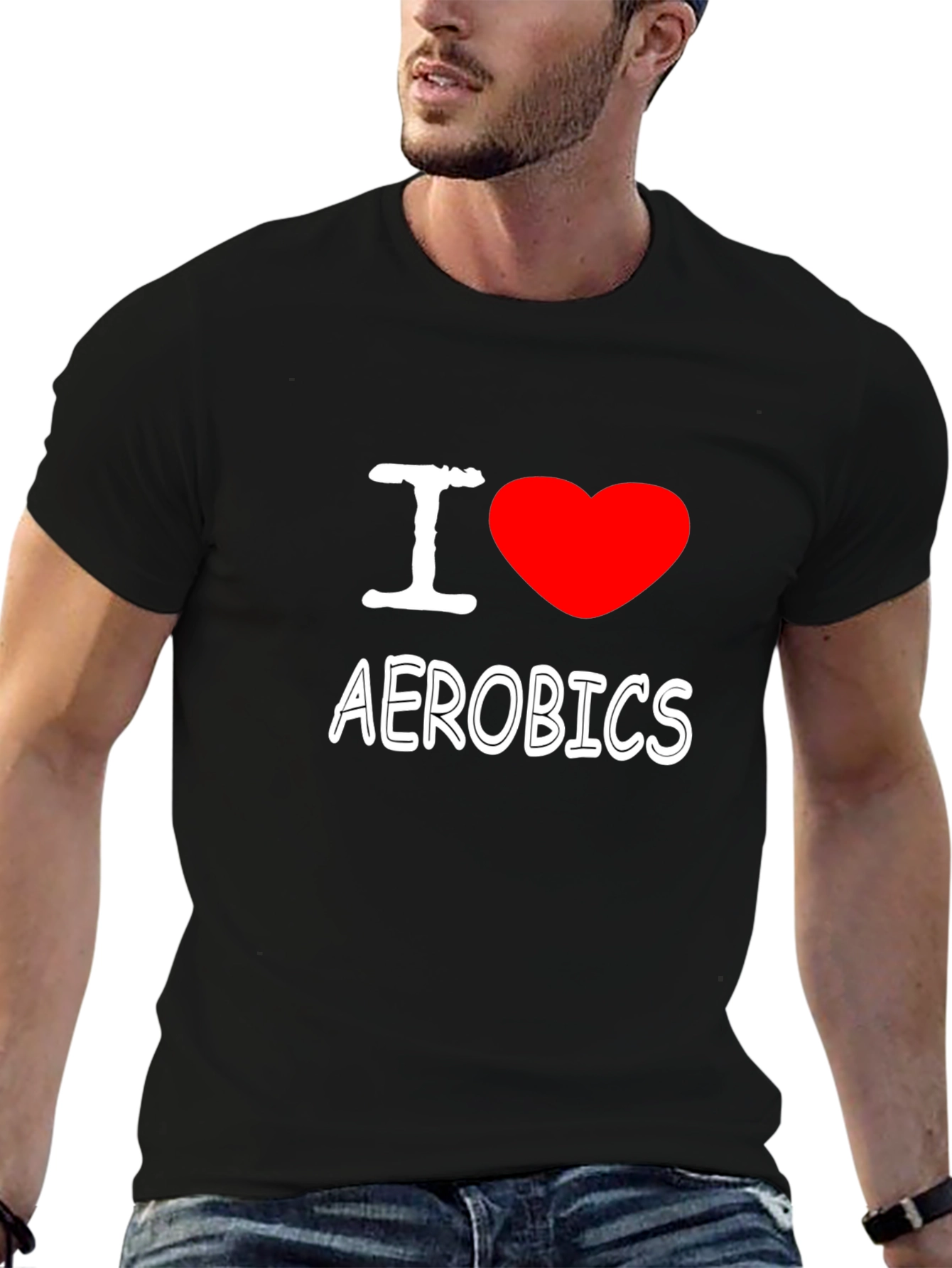 Black I Heart Aerobics Black Cotton Tee view 6