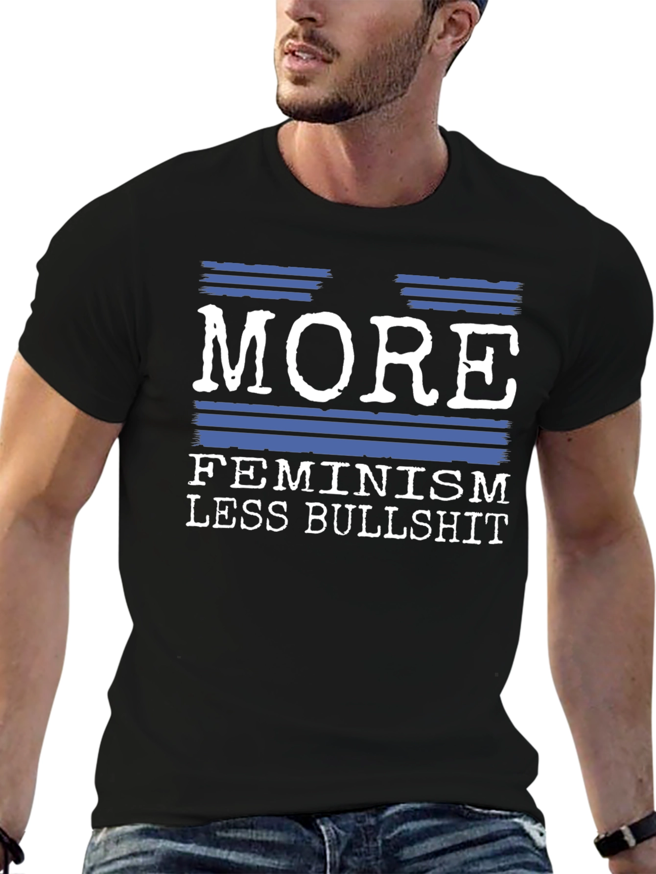Black More Feminism Less Bullshit Graphic Tee view 6