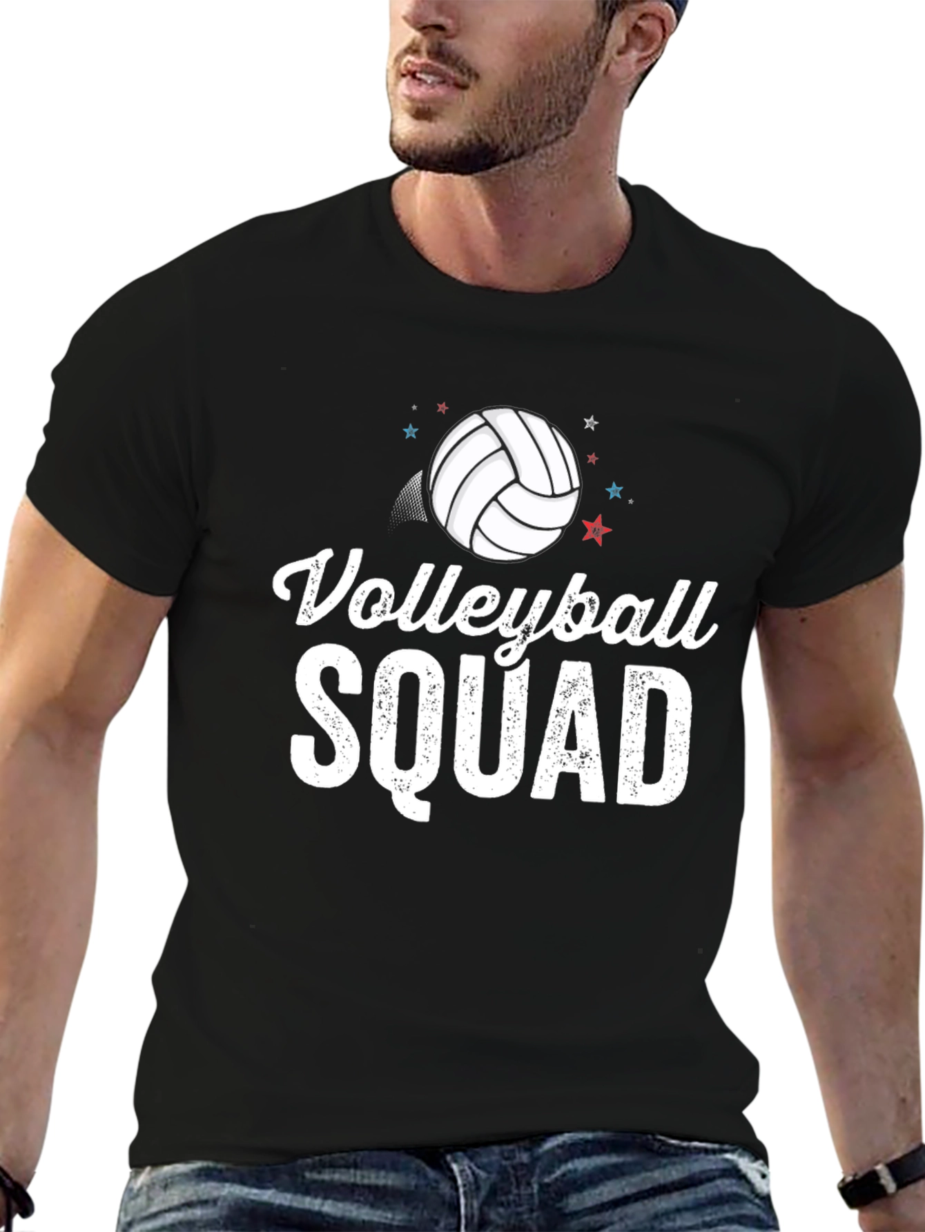 Black Volleyball Squad T-Shirt - Sporty Crew Neck Tee view 6