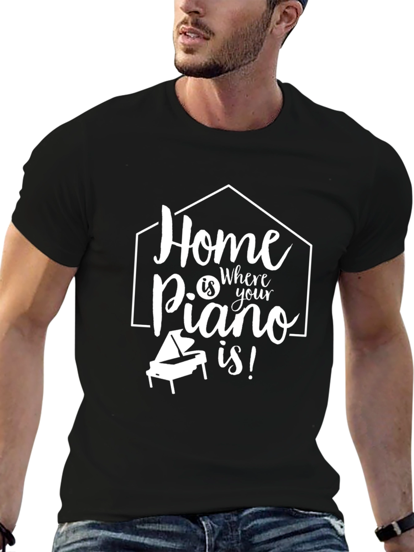 Black Home is Where Your Piano Is Black T-Shirt view 6