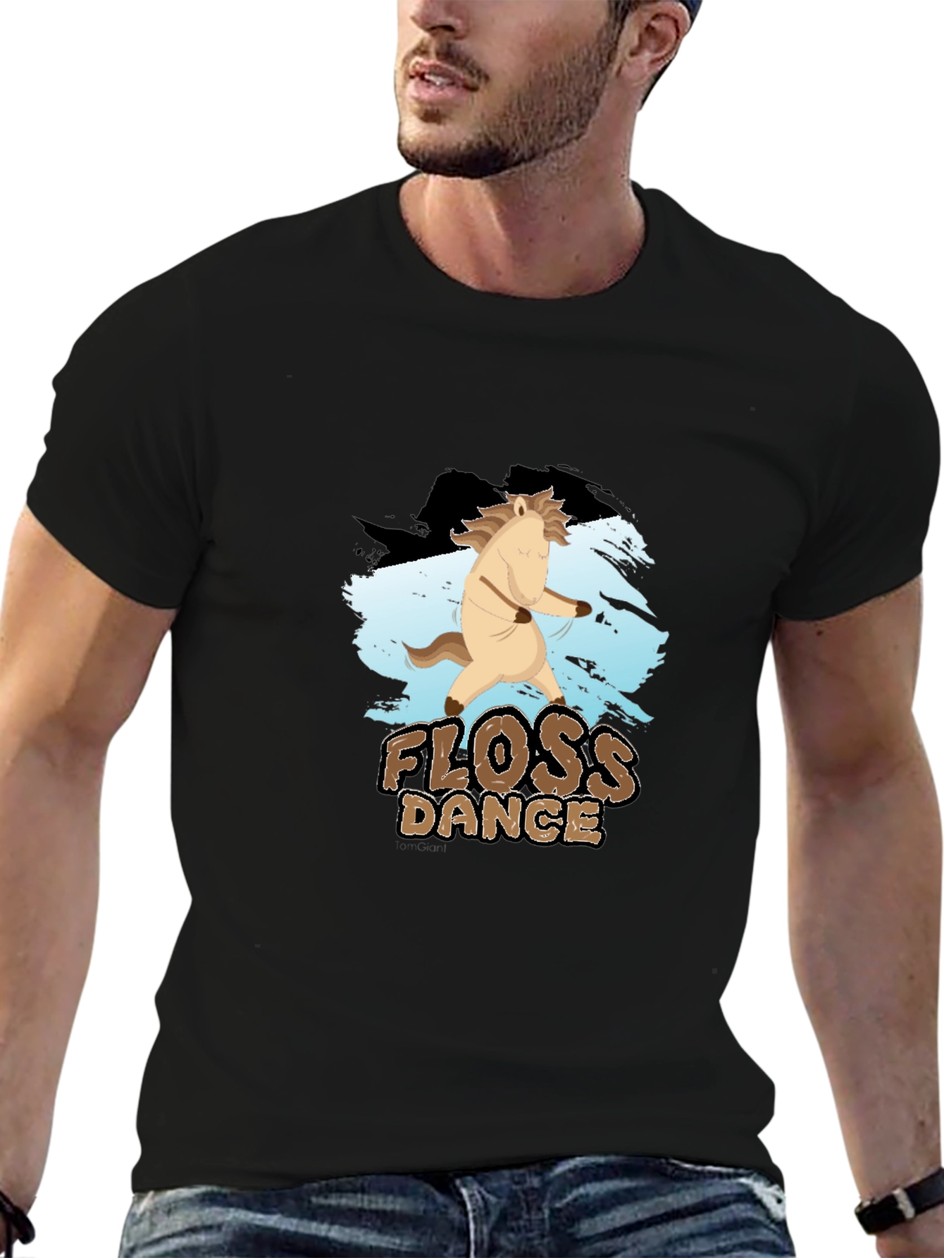 Black Floss Dance Horse T-Shirt, Funny Graphic Tee view 6