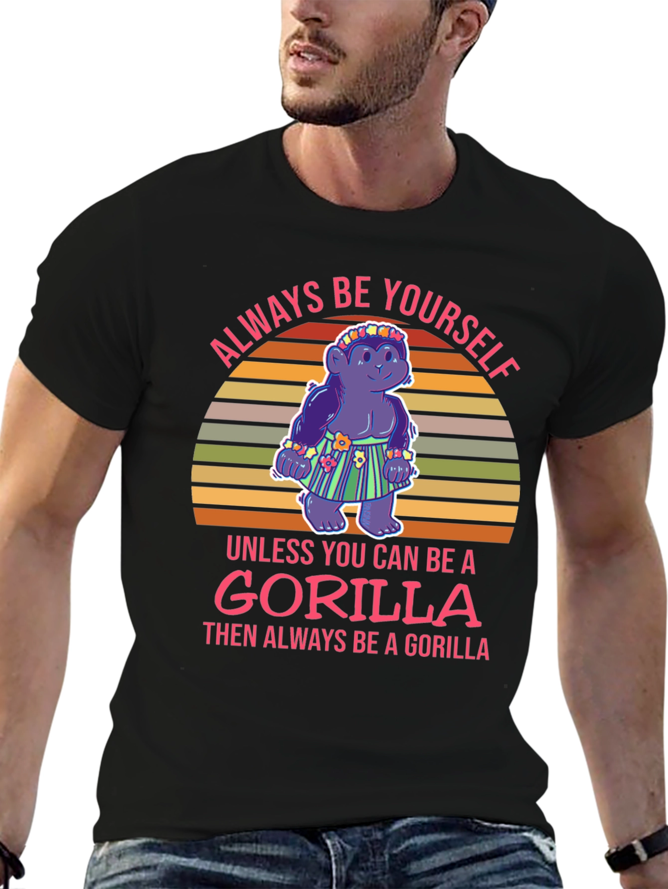 Black Always Be Yourself Gorilla T-Shirt view 6