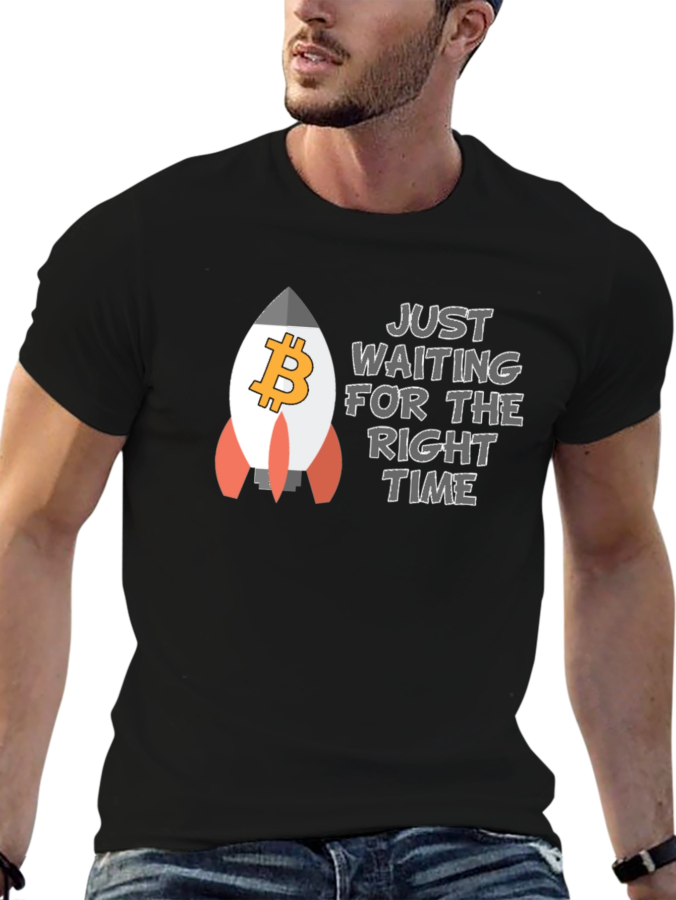 Black Bitcoin Rocket T-Shirt - Crypto HODL Tee view 6