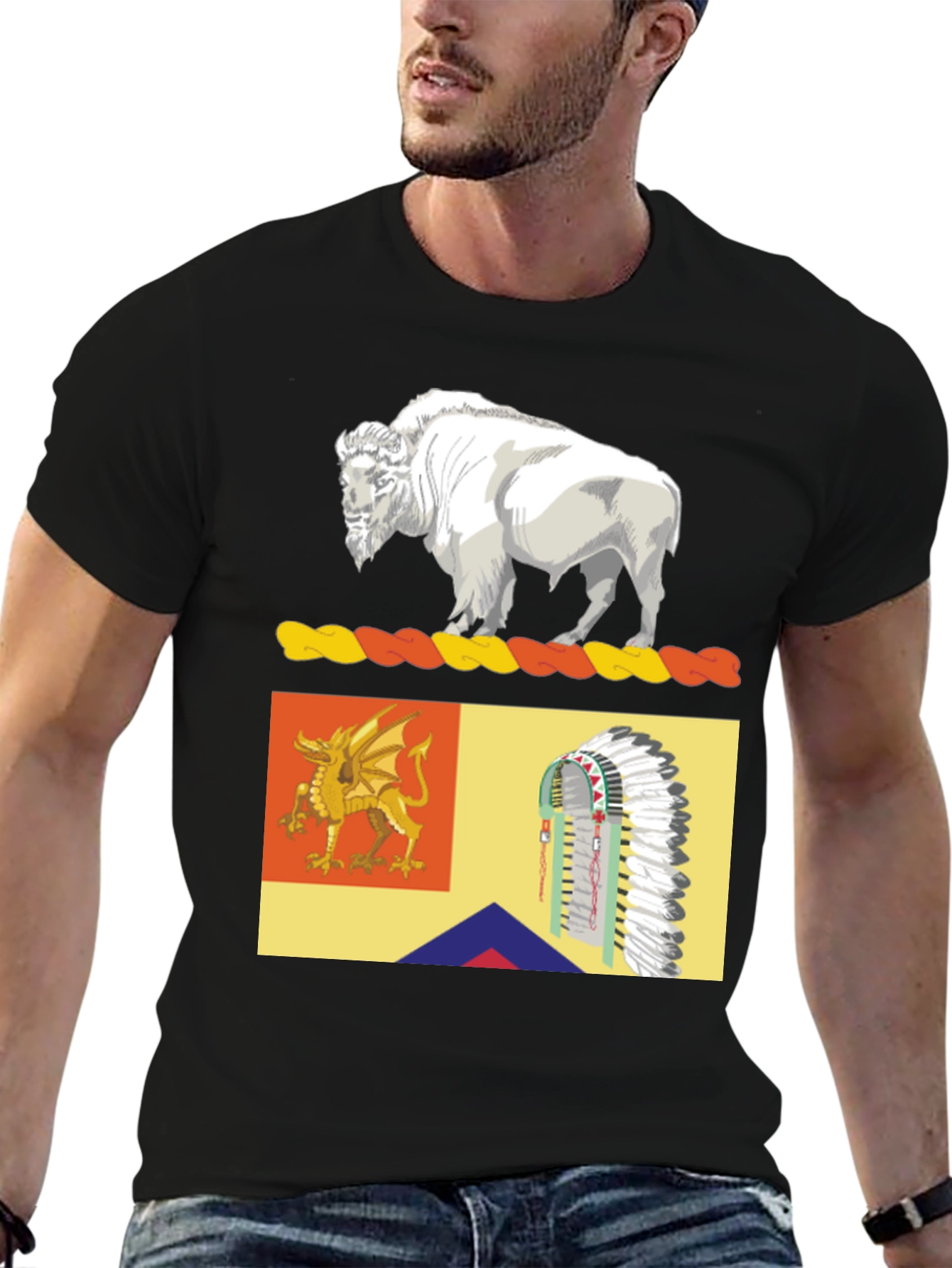 Black Buffalo, Dragon, & Headdress Graphic Tee view 6