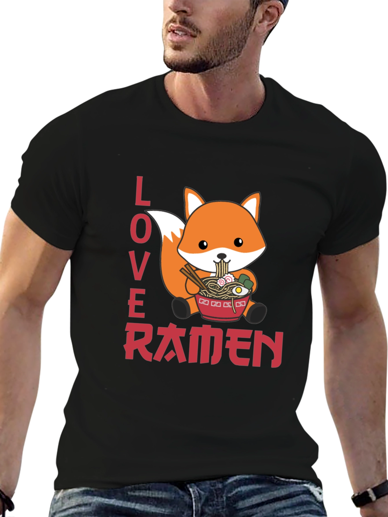 Black Fox Ramen Lover Graphic T-Shirt view 6