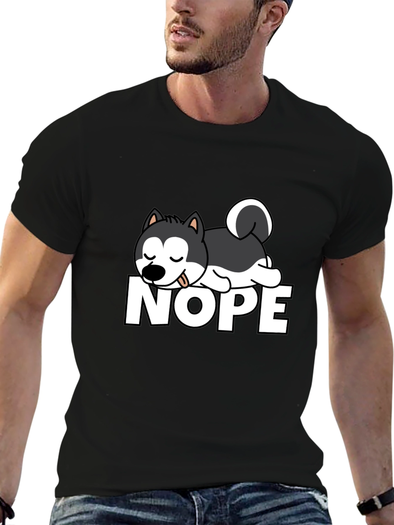 Black Nope Husky T-Shirt - Relaxed Fit view 6