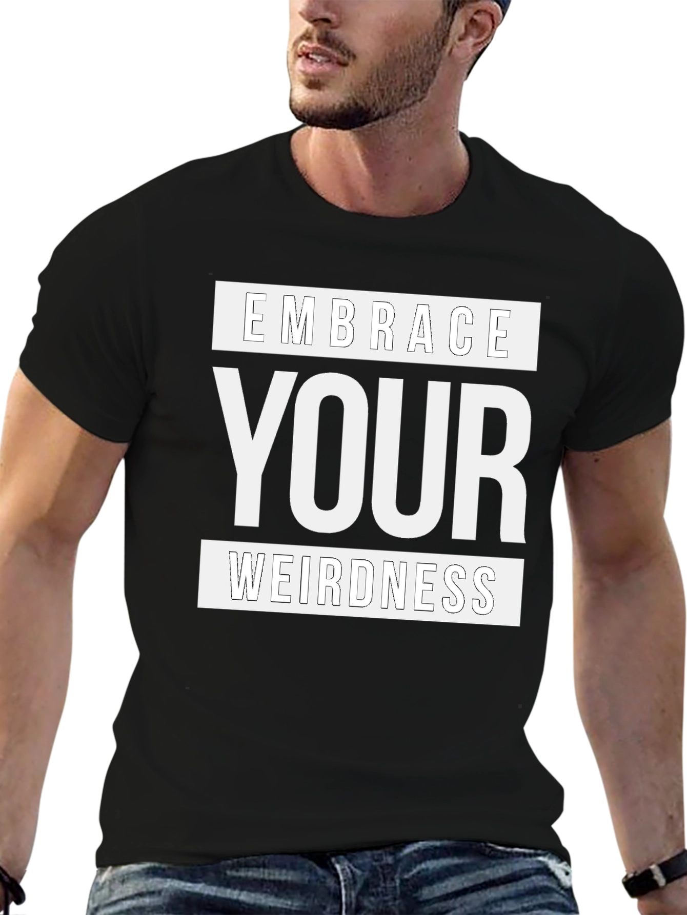 Black Embrace Your Weirdness Graphic T-Shirt - Black view 6