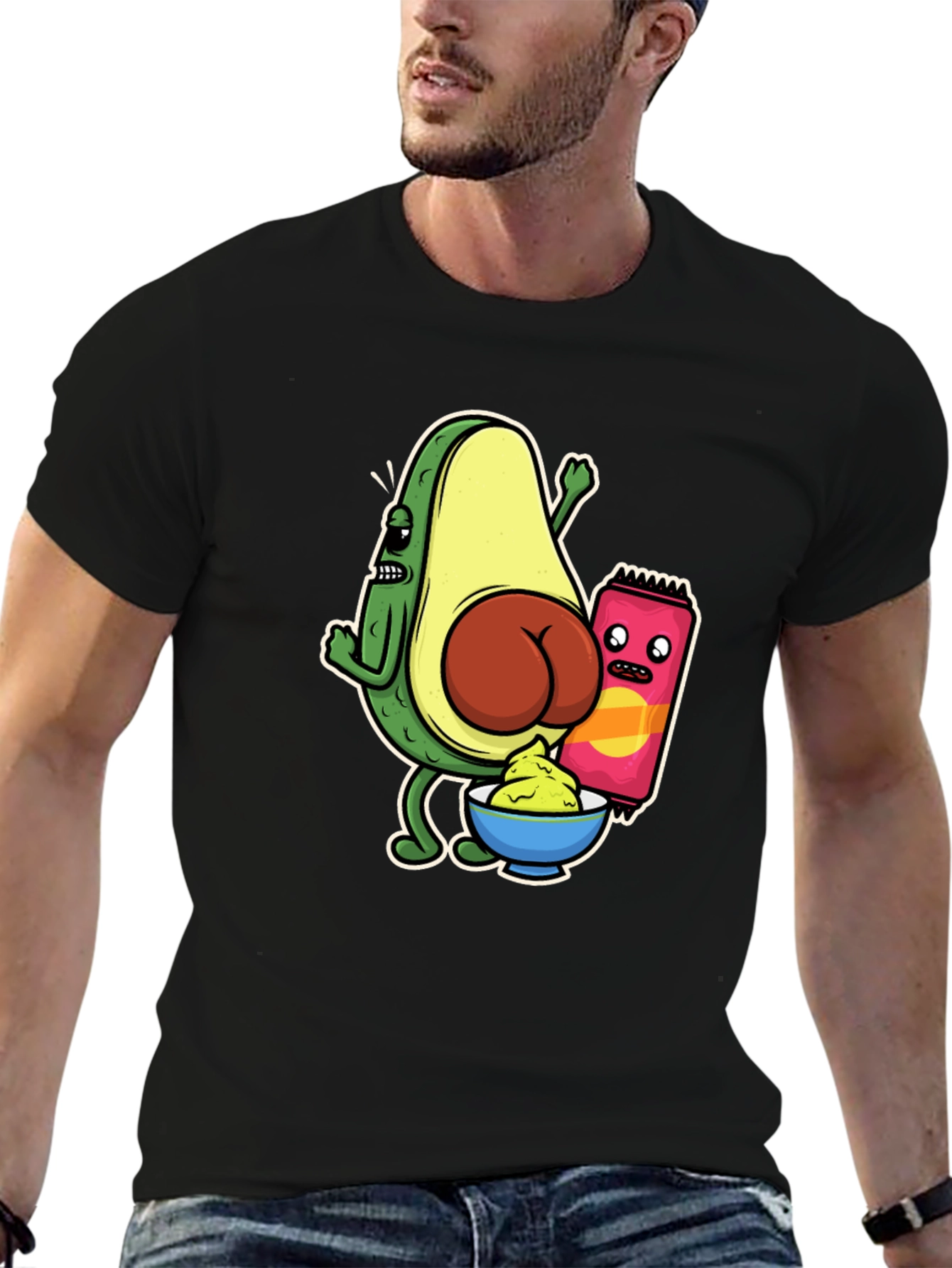 Black Avocado Butt Funny Graphic Tee view 6