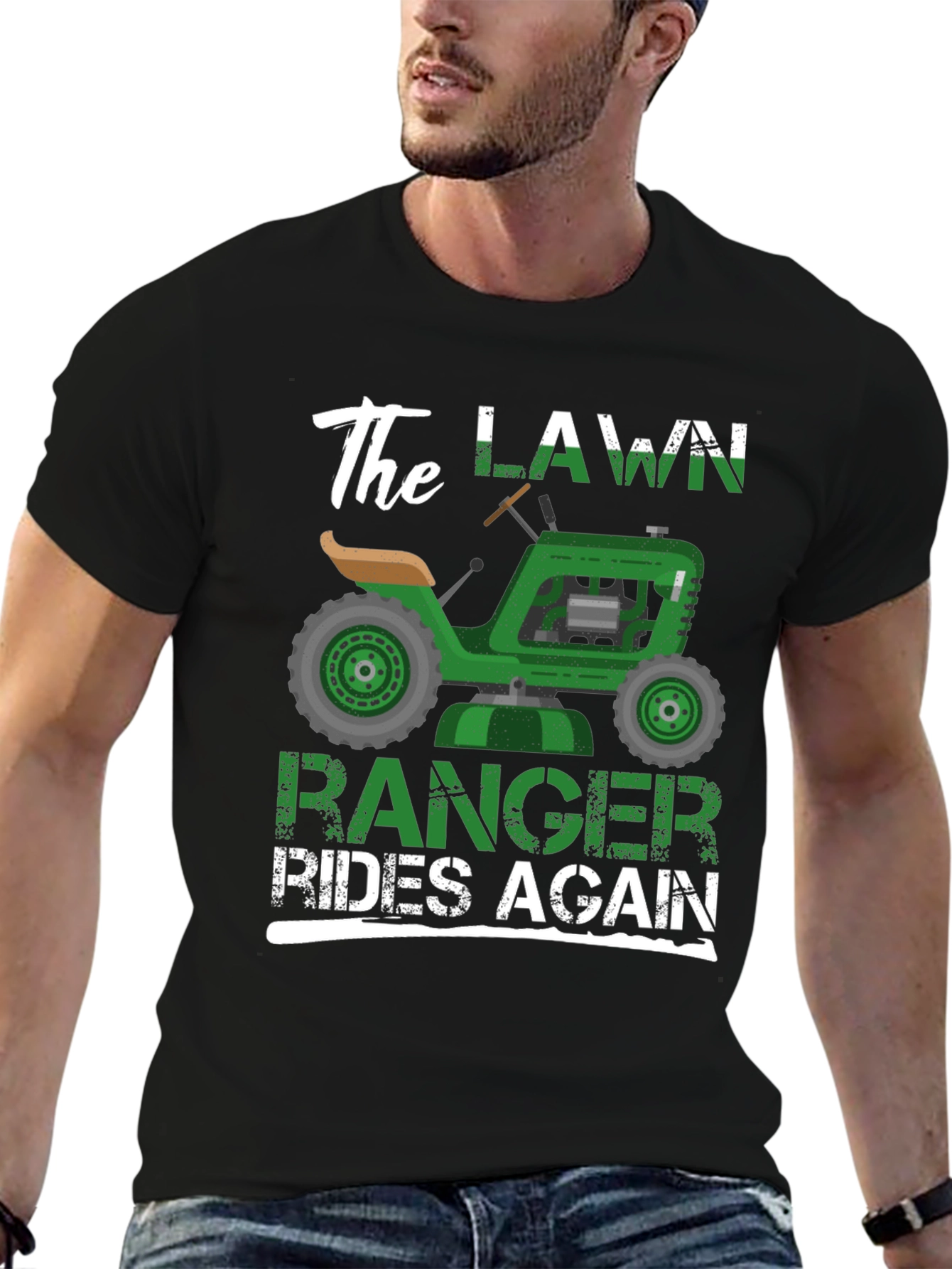Black The Lawn Ranger Rides Again - Funny T-Shirt view 6