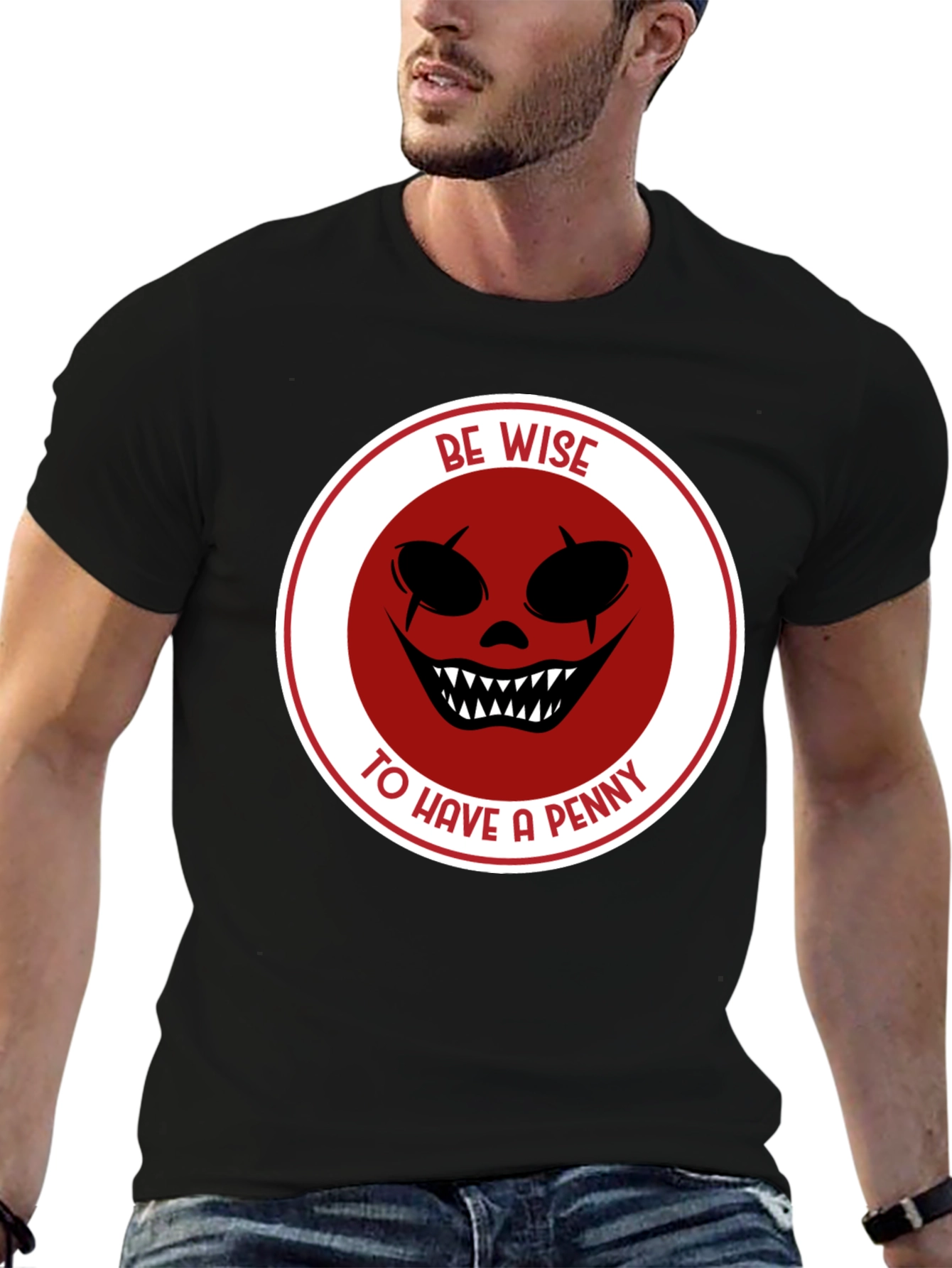 Black Be Wise Scary Clown Graphic Black T-Shirt view 6